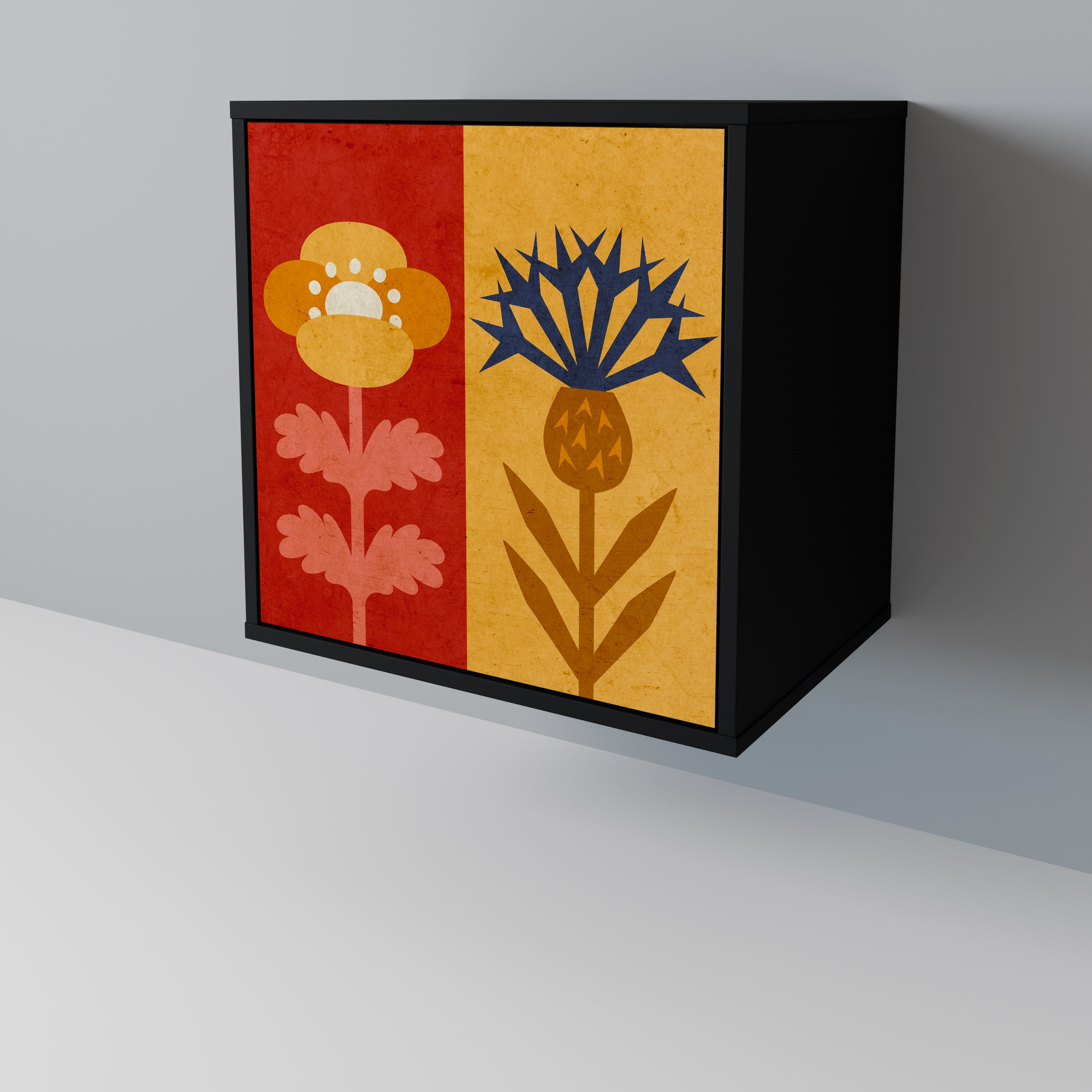 SCANDIC FLOWERET Sideboard mit 1 Tür in Schwarz