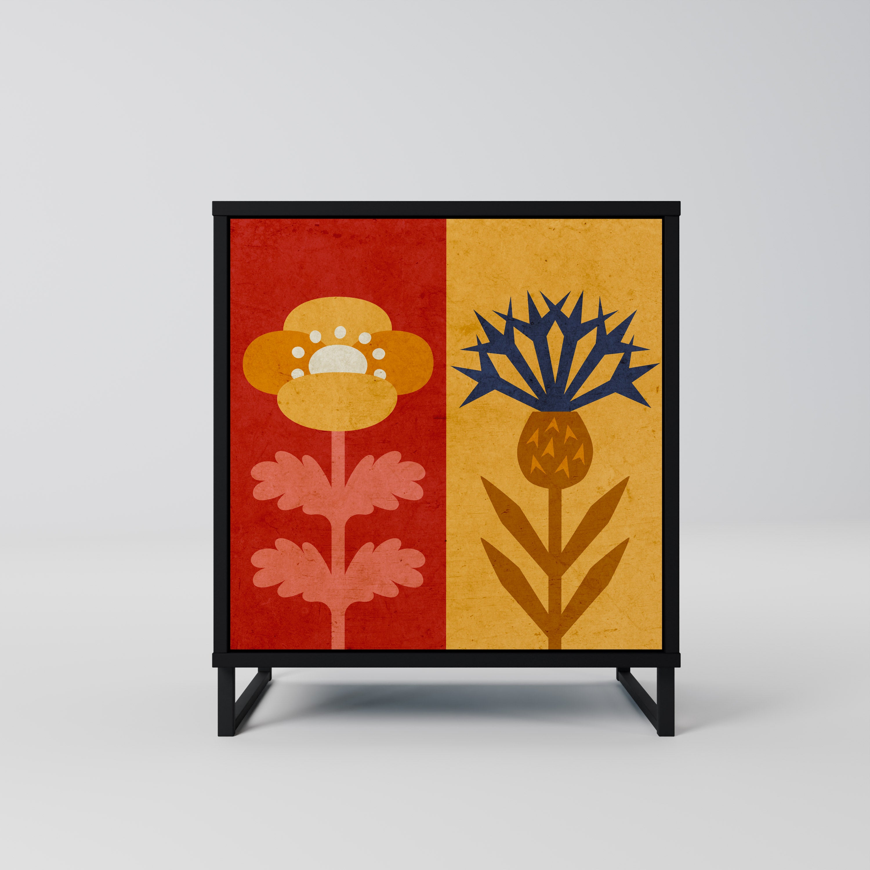 SCANDIC FLOWERET Sideboard mit 1 Tür in Schwarz