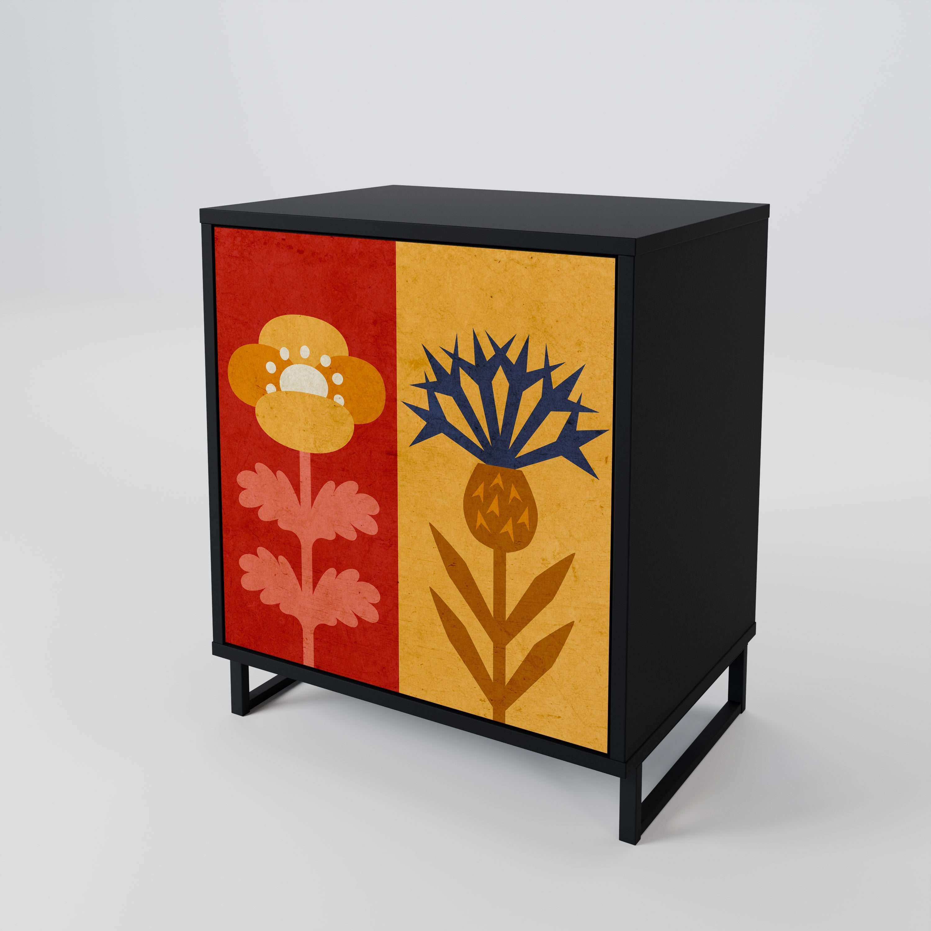 SCANDIC FLOWERET Sideboard mit 1 Tür in Schwarz