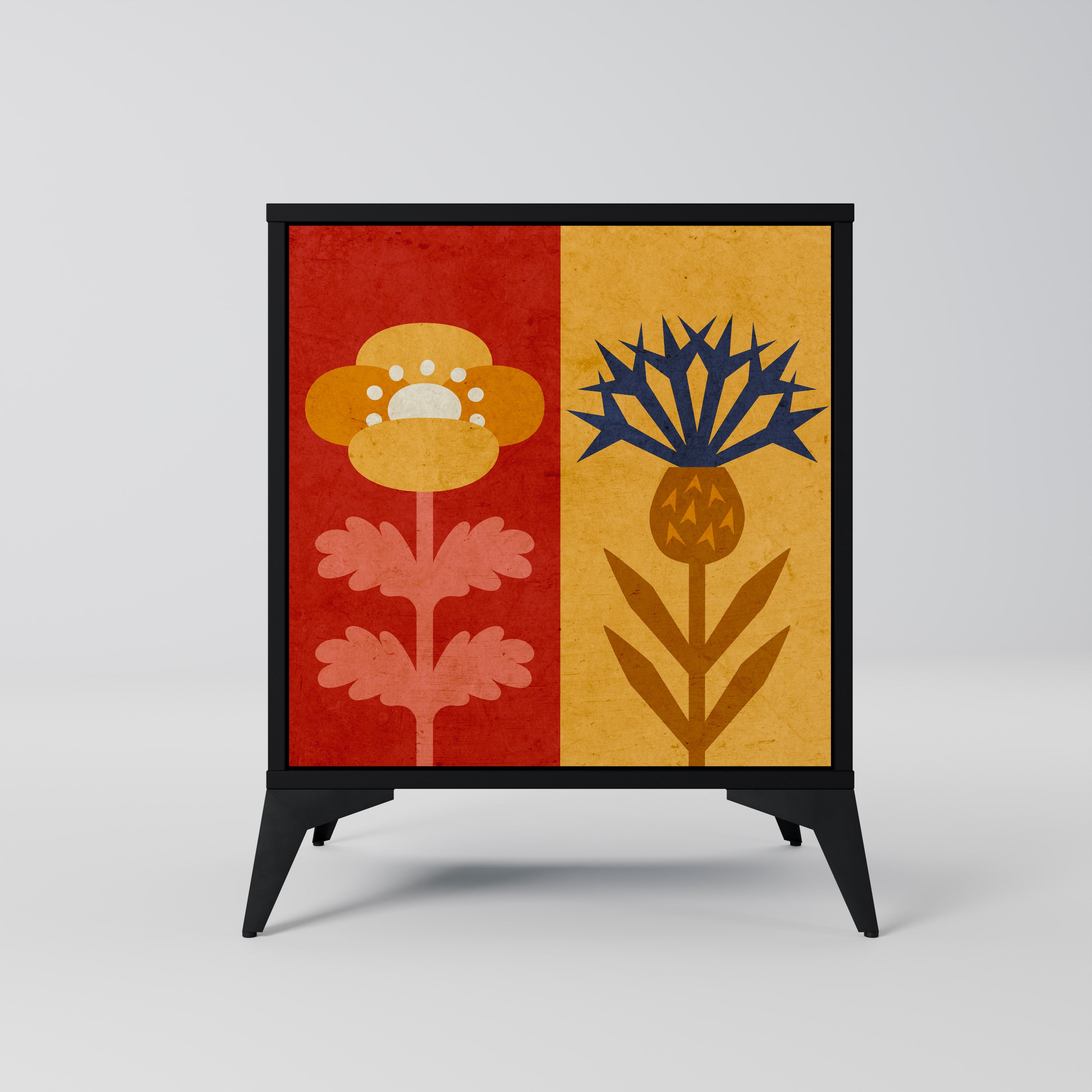 SCANDIC FLOWERET Sideboard mit 1 Tür in Schwarz