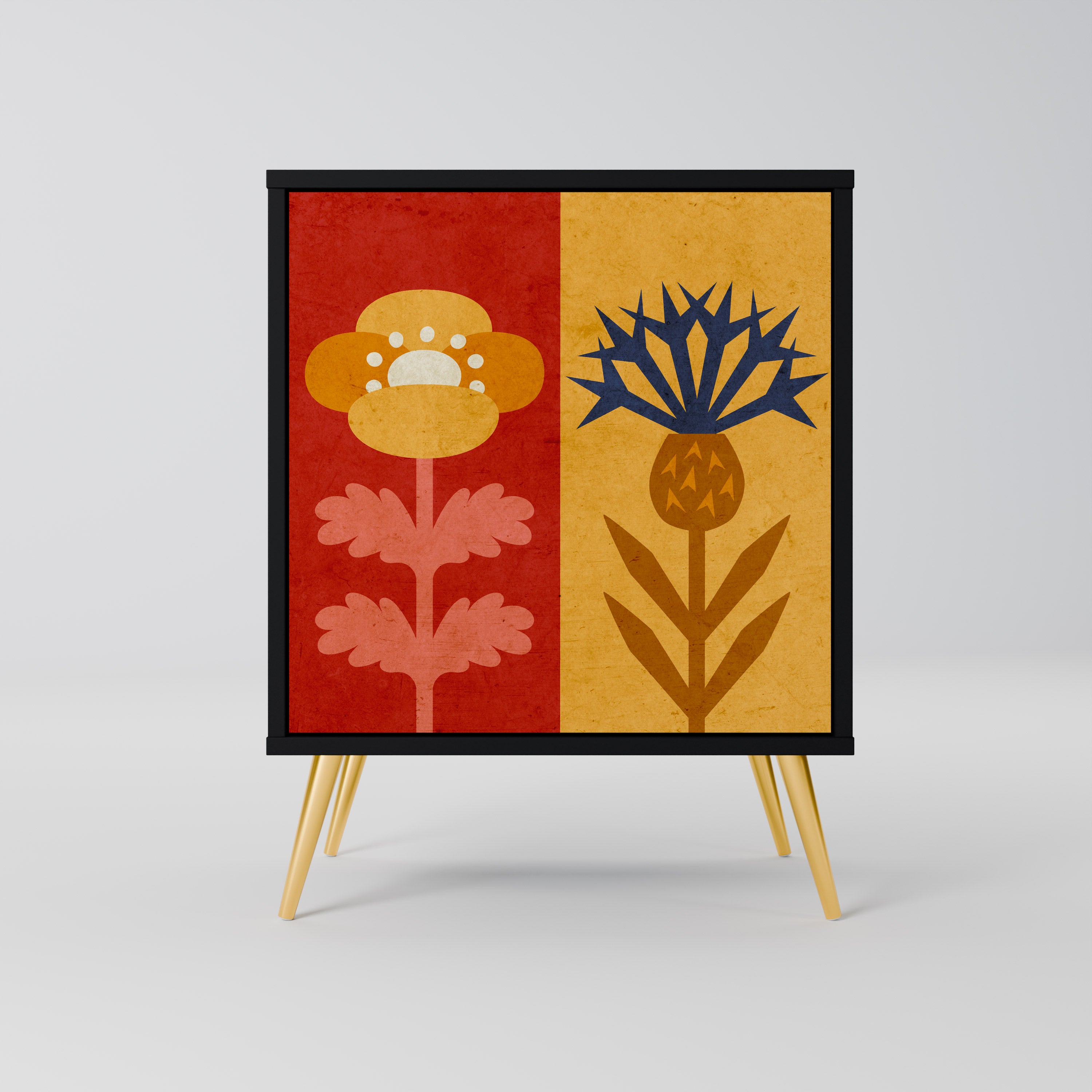 SCANDIC FLOWERET Sideboard mit 1 Tür in Schwarz