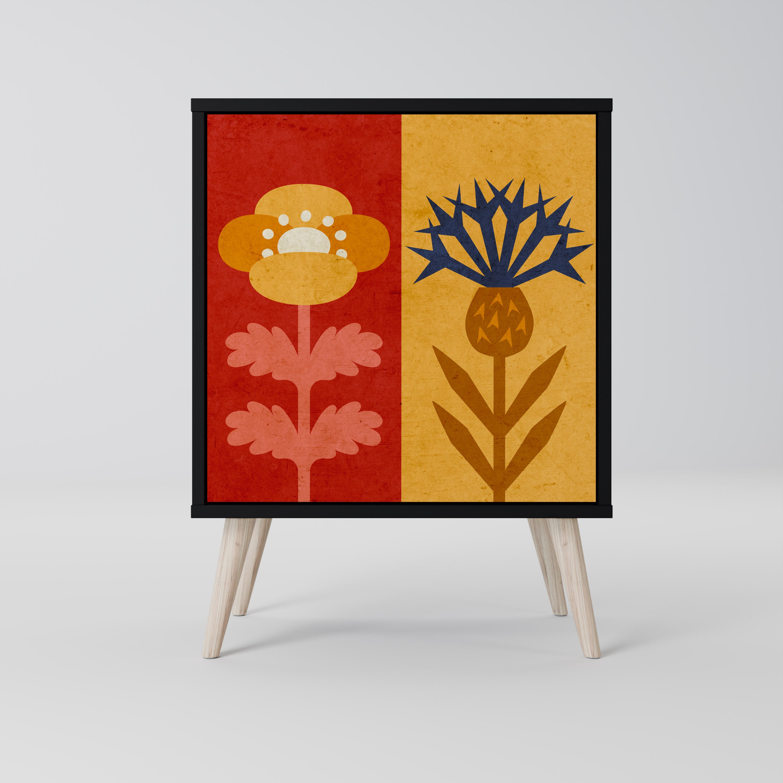 SCANDIC FLOWERET Sideboard mit 1 Tür in Schwarz