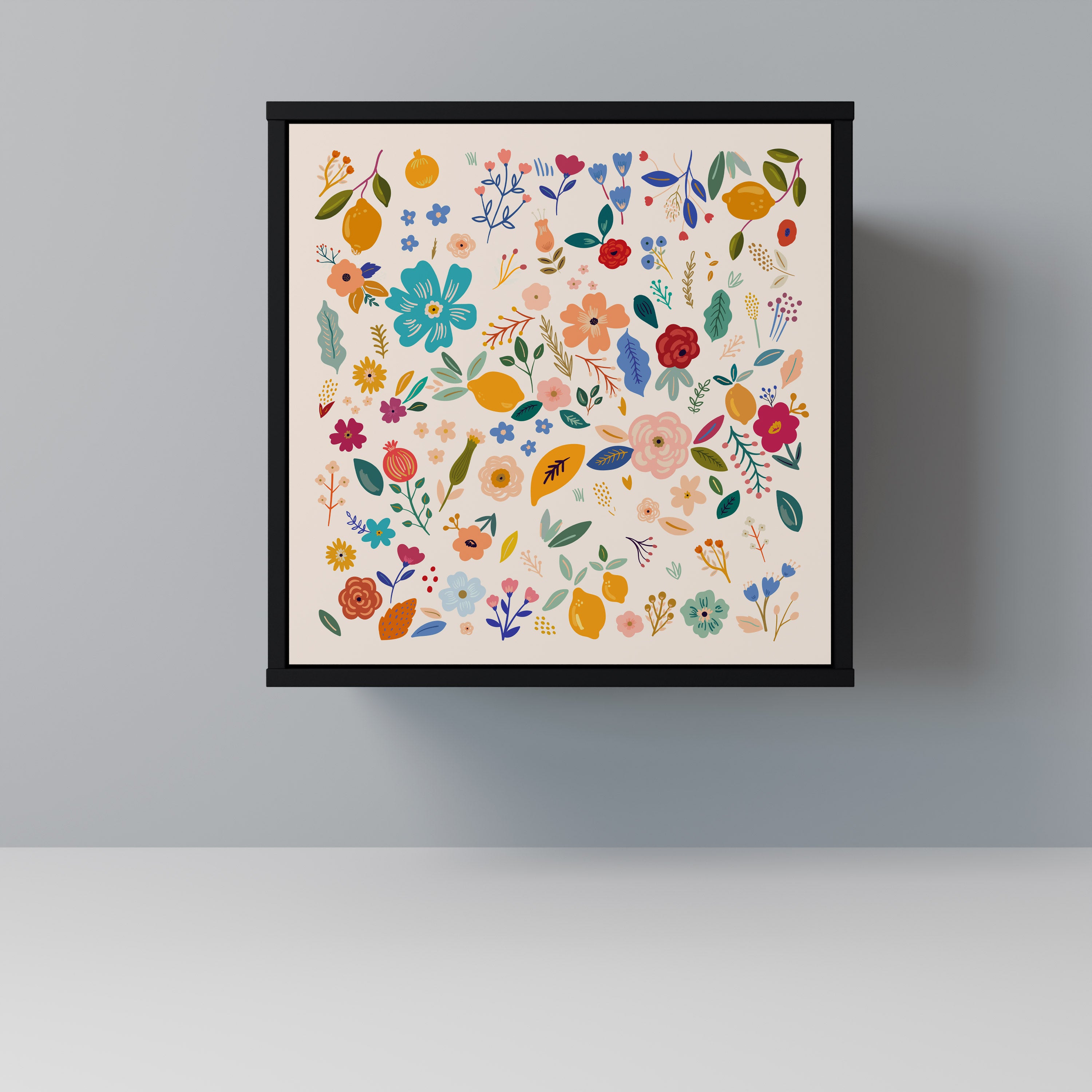 FLORAL COMBINATION Sideboard mit 1 Tür in Schwarz