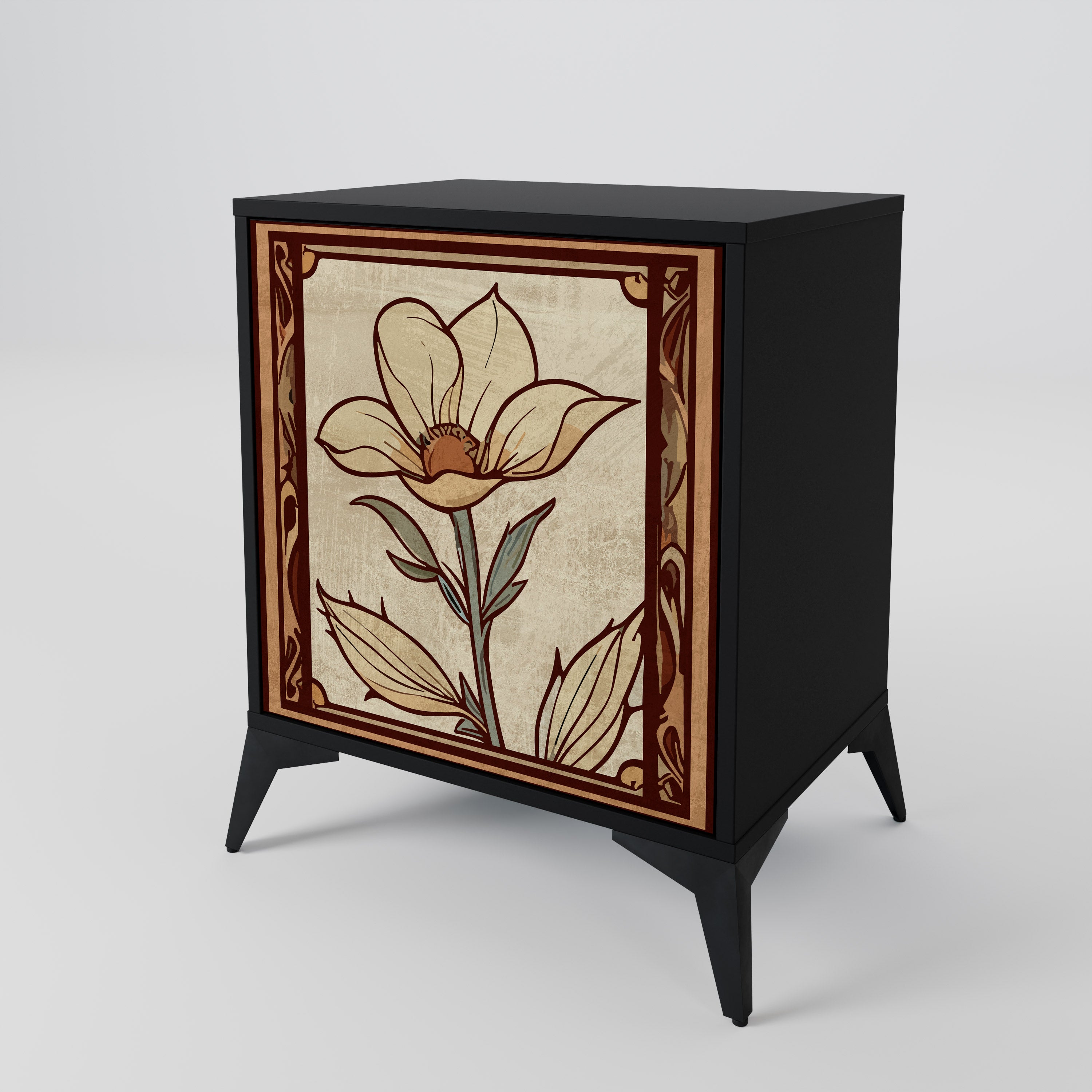 TIMELESS FLORA Sideboard mit 1 Tür in Schwarz