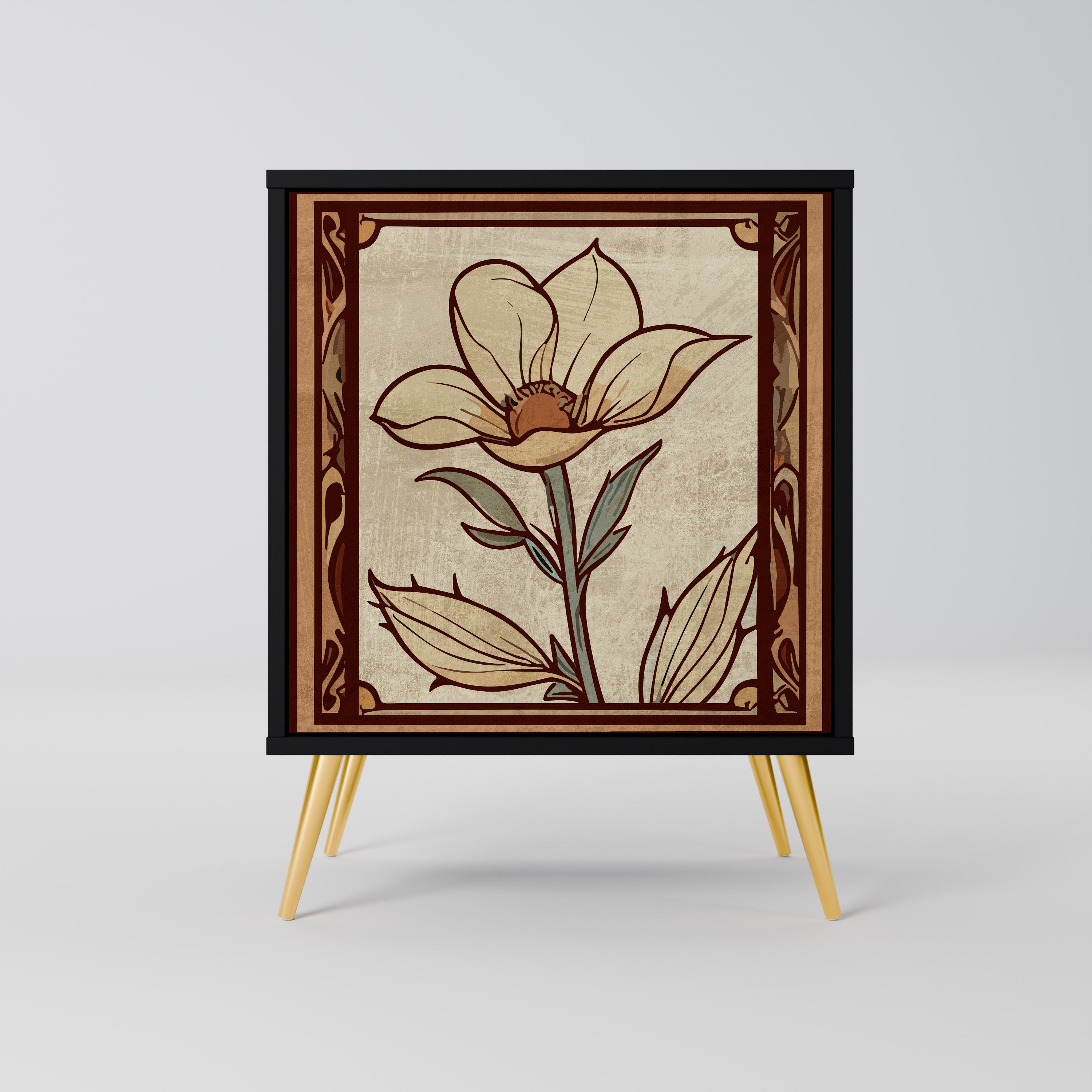 TIMELESS FLORA Sideboard mit 1 Tür in Schwarz