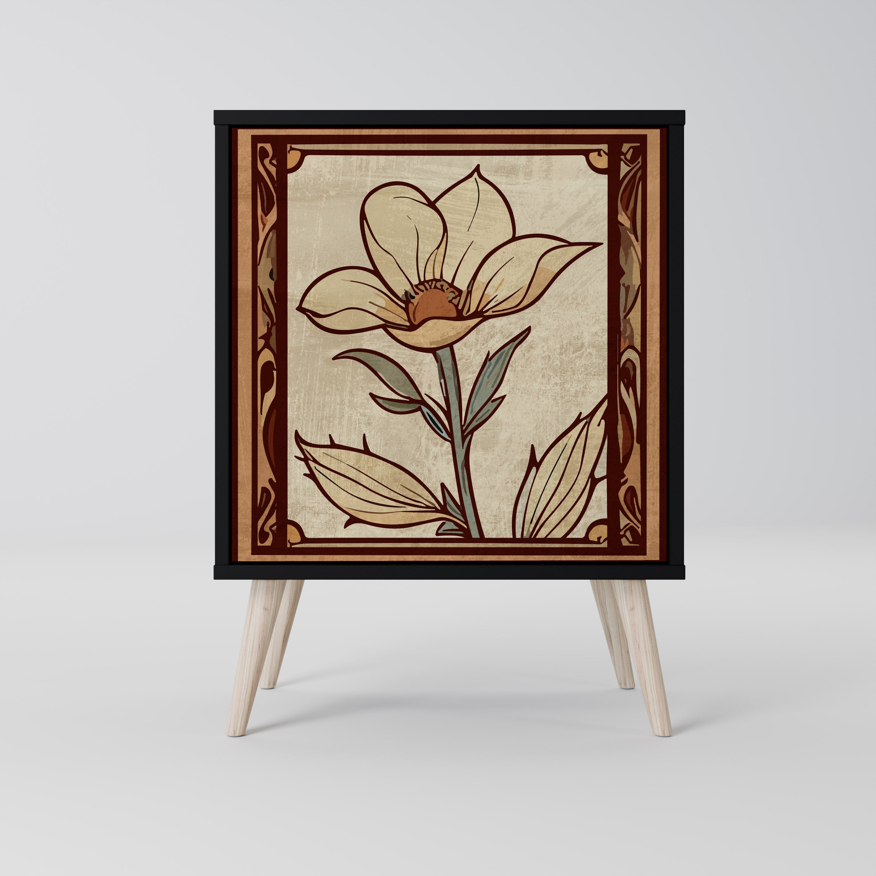 TIMELESS FLORA Sideboard mit 1 Tür in Schwarz