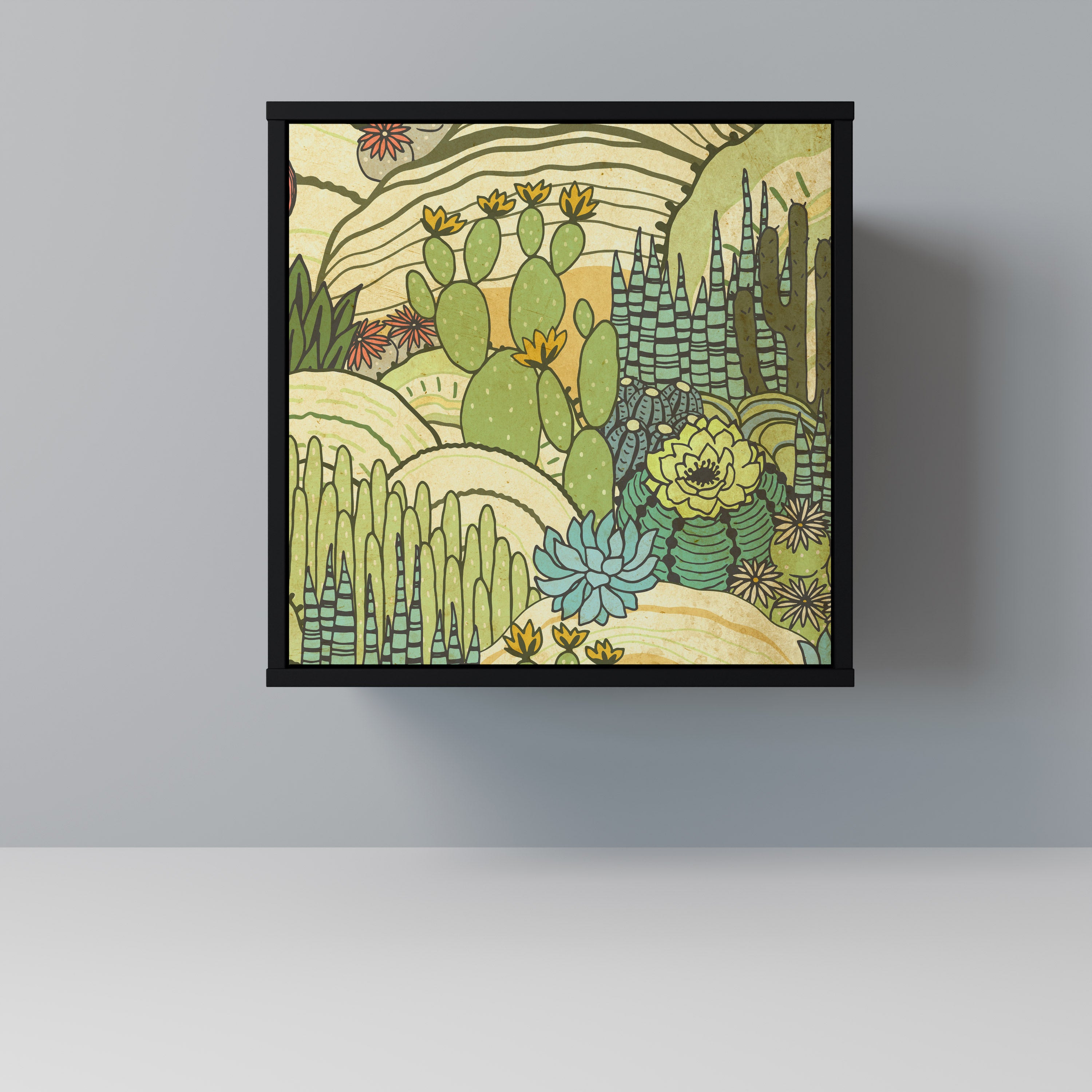 SUCCULENTS KALEIDOSCOPE Sideboard mit 1 Tür in Schwarz