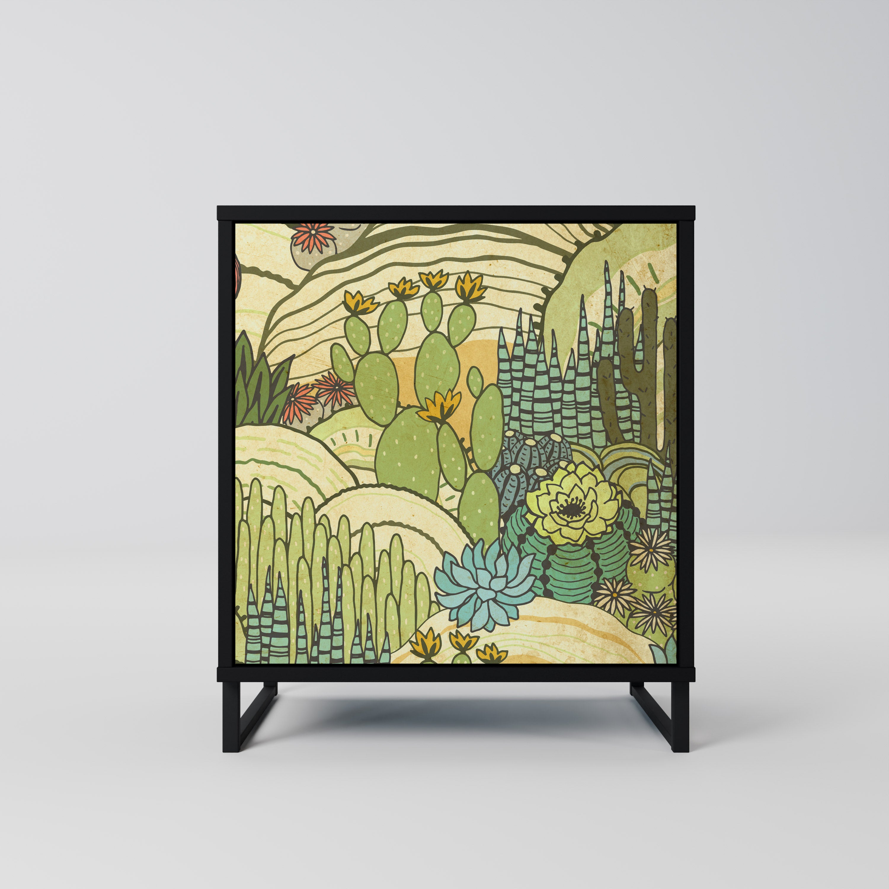 SUCCULENTS KALEIDOSCOPE Sideboard mit 1 Tür in Schwarz