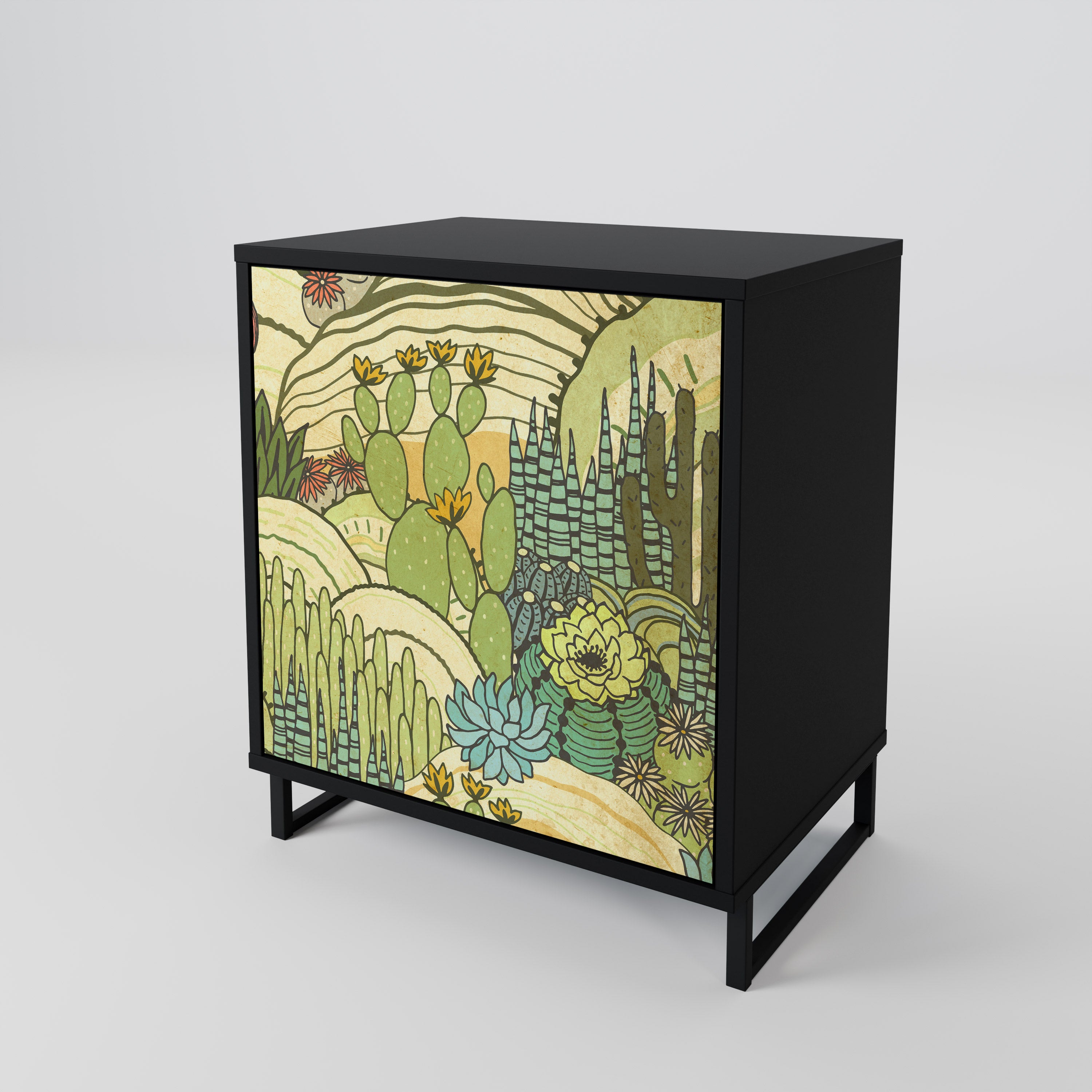 SUCCULENTS KALEIDOSCOPE Sideboard mit 1 Tür in Schwarz