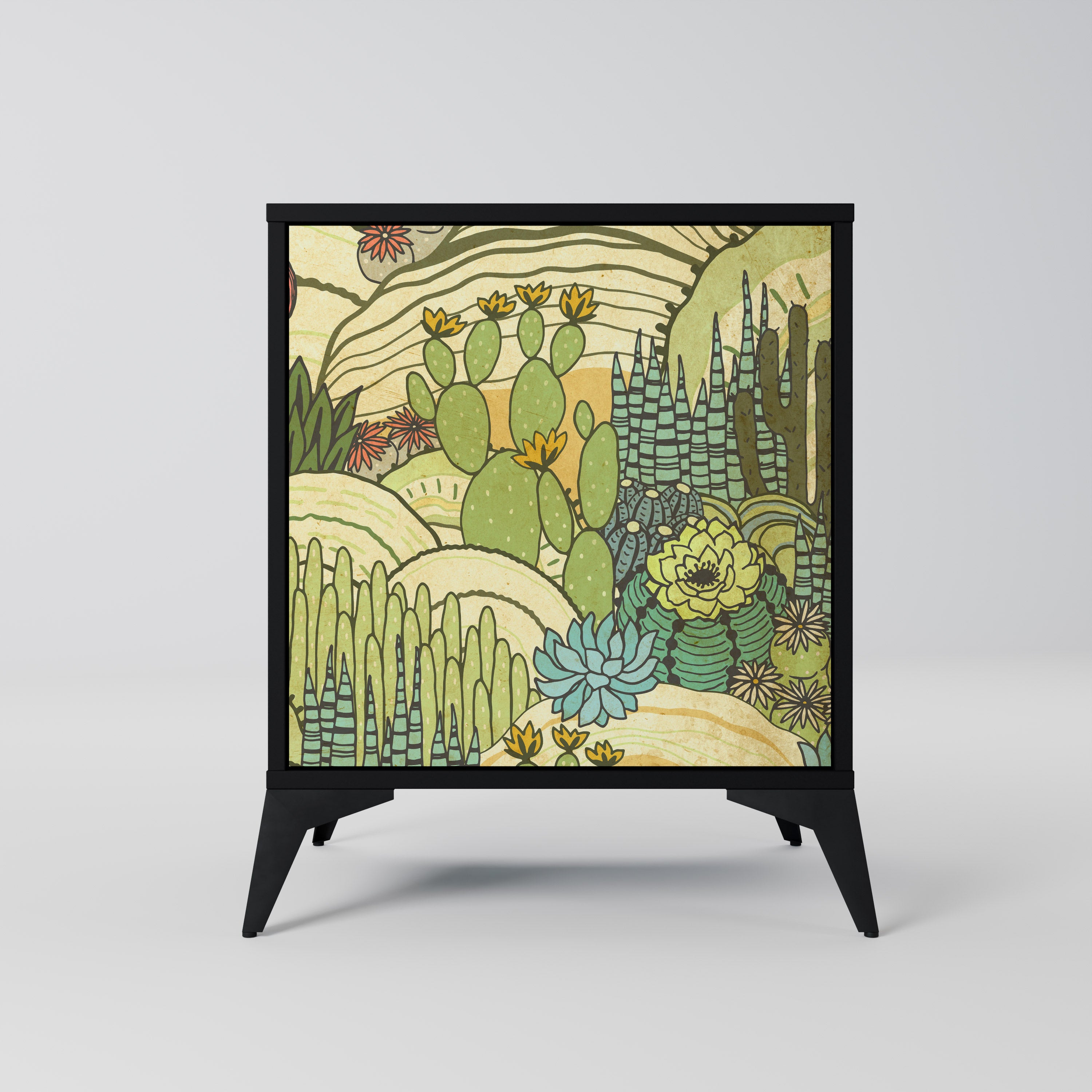 SUCCULENTS KALEIDOSCOPE Sideboard mit 1 Tür in Schwarz