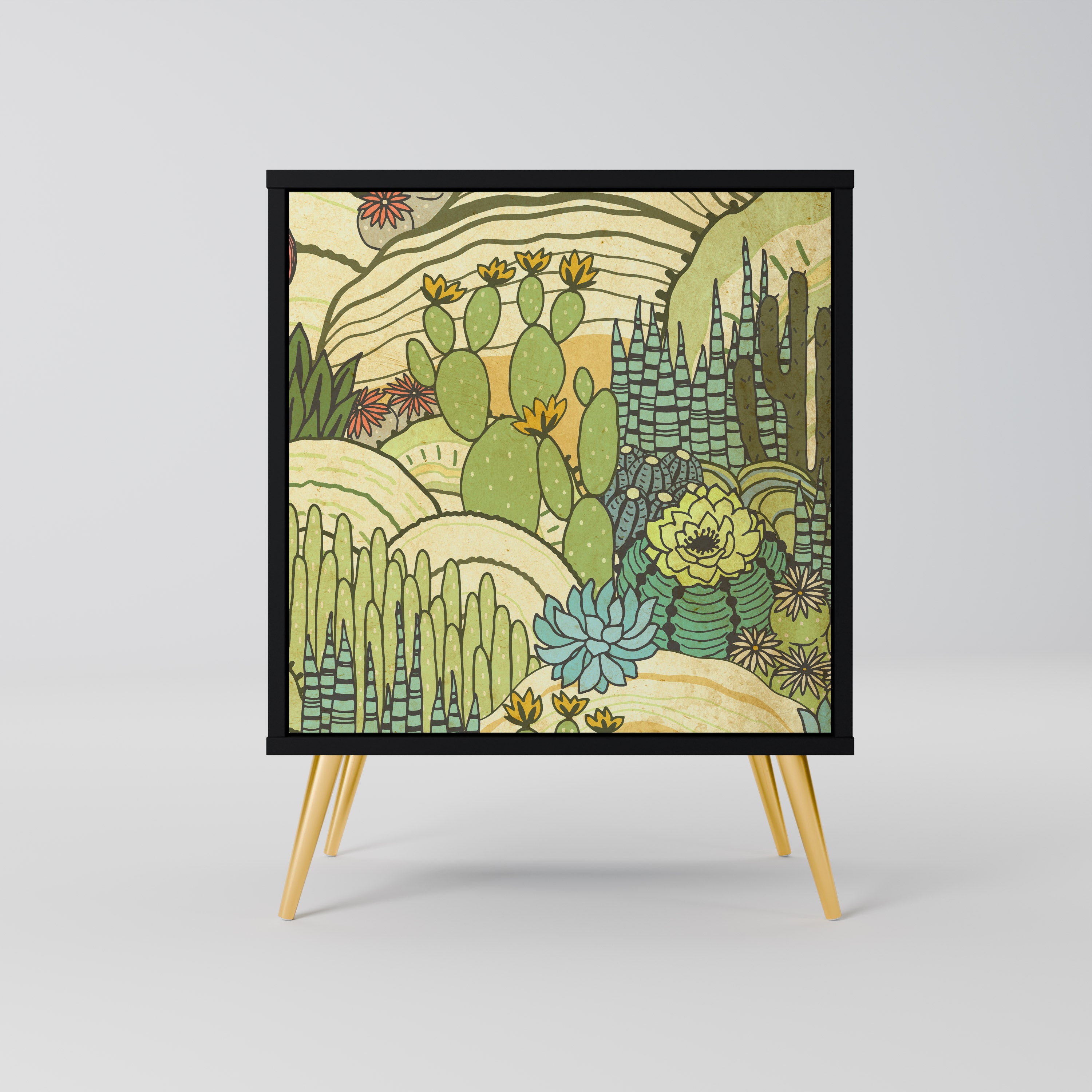 SUCCULENTS KALEIDOSCOPE Sideboard mit 1 Tür in Schwarz