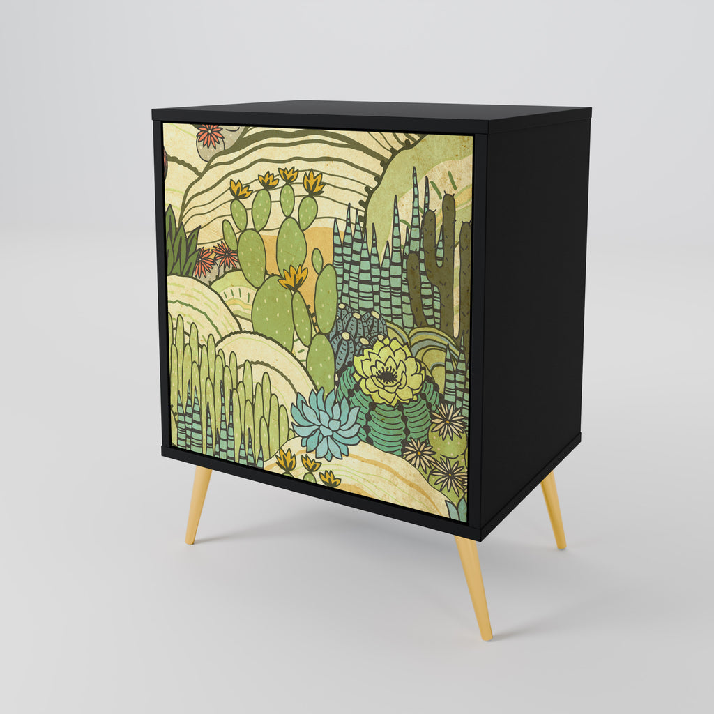 SUCCULENTS KALEIDOSCOPE Sideboard mit 1 Tür in Schwarz