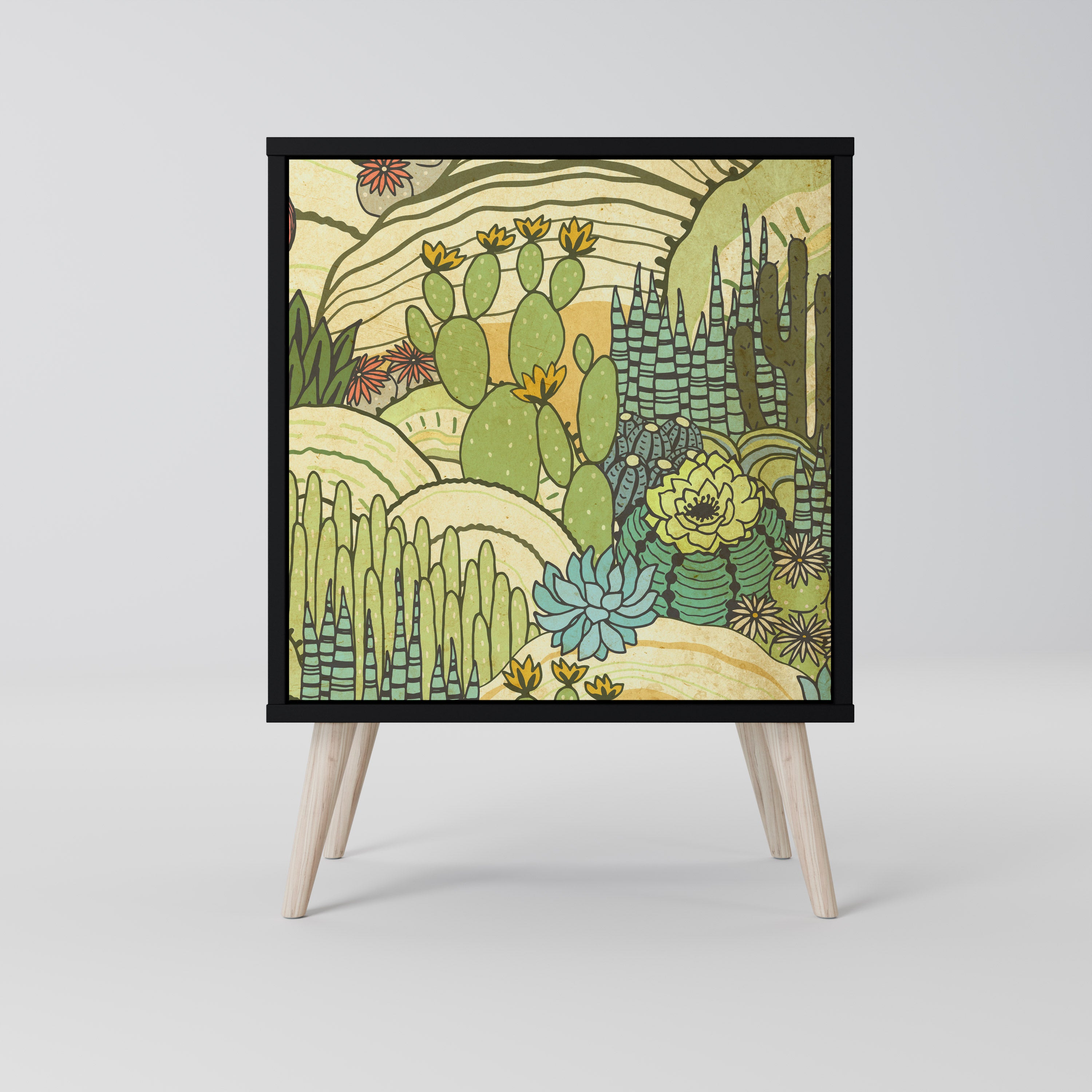 SUCCULENTS KALEIDOSCOPE Sideboard mit 1 Tür in Schwarz