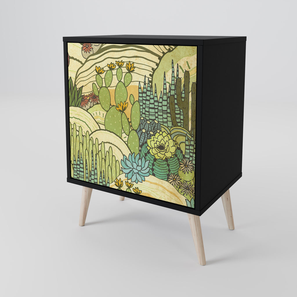 SUCCULENTS KALEIDOSCOPE Sideboard mit 1 Tür in Schwarz