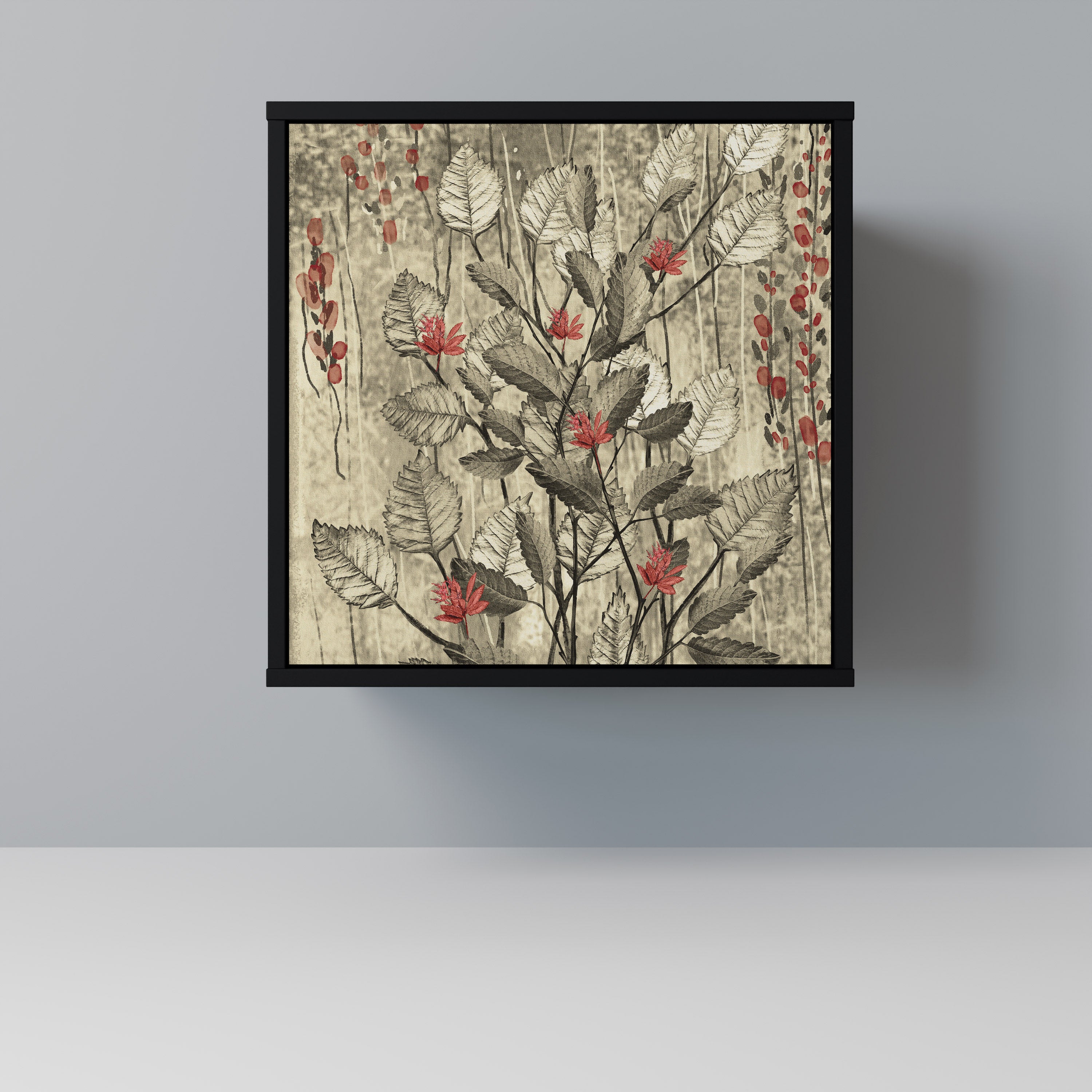 HERBAL GRACE Sideboard mit 1 Tür in Schwarz