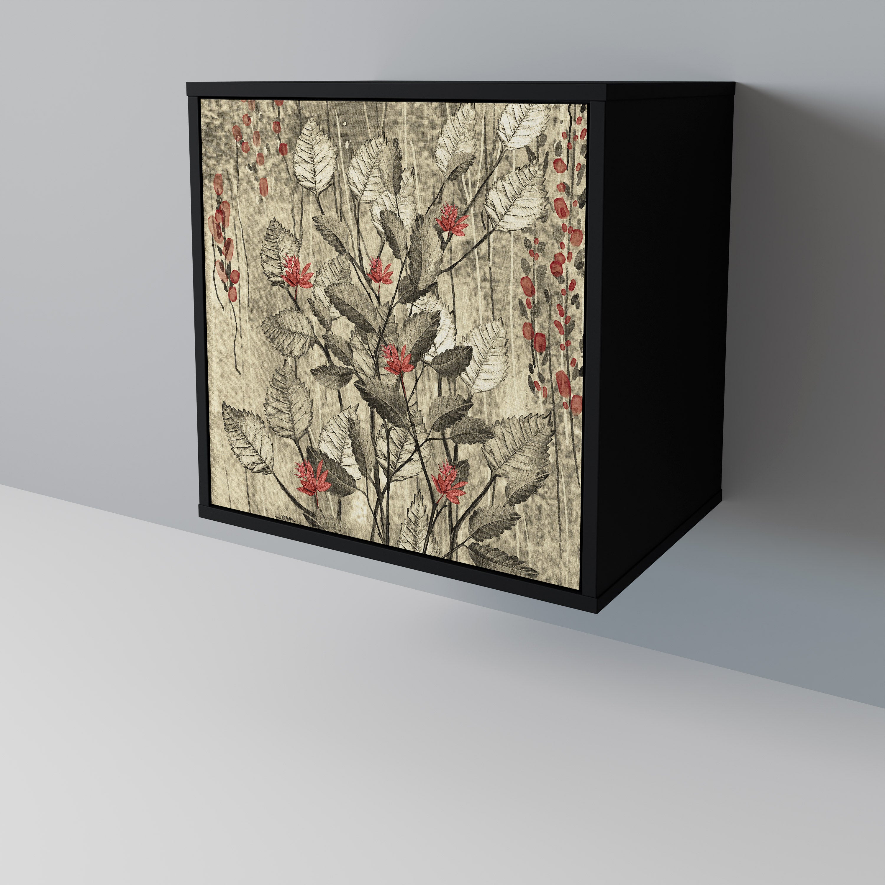 HERBAL GRACE Sideboard mit 1 Tür in Schwarz