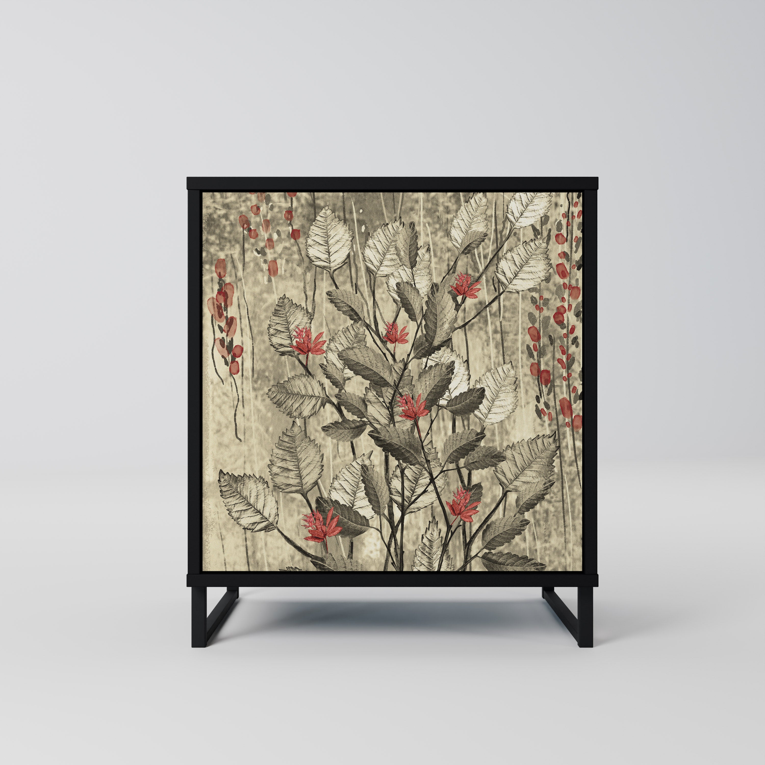 HERBAL GRACE Sideboard mit 1 Tür in Schwarz