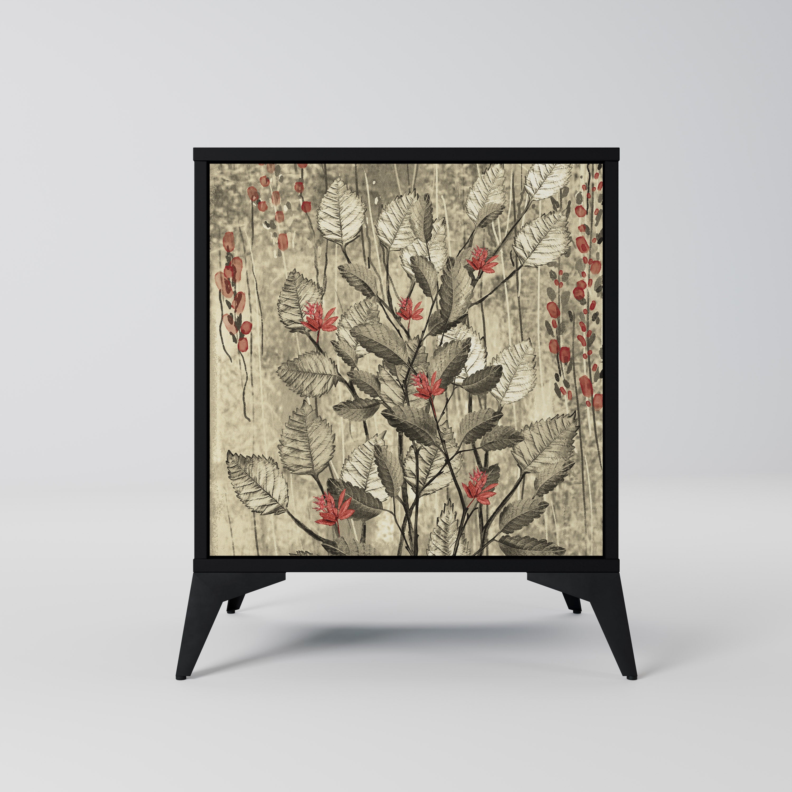 HERBAL GRACE Sideboard mit 1 Tür in Schwarz