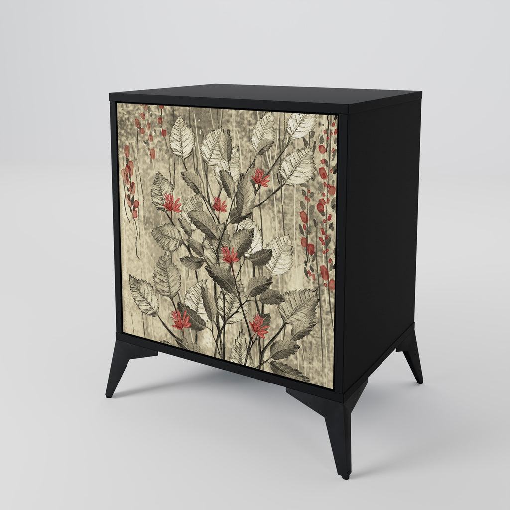 HERBAL GRACE Sideboard mit 1 Tür in Schwarz