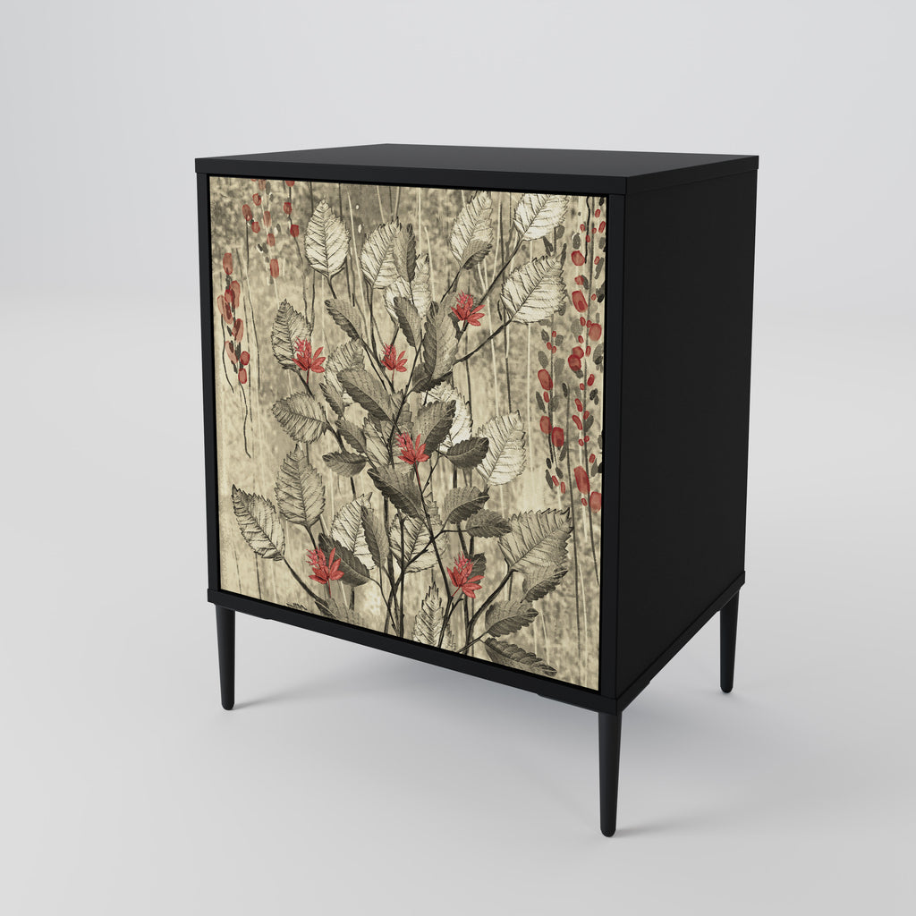 HERBAL GRACE Sideboard mit 1 Tür in Schwarz