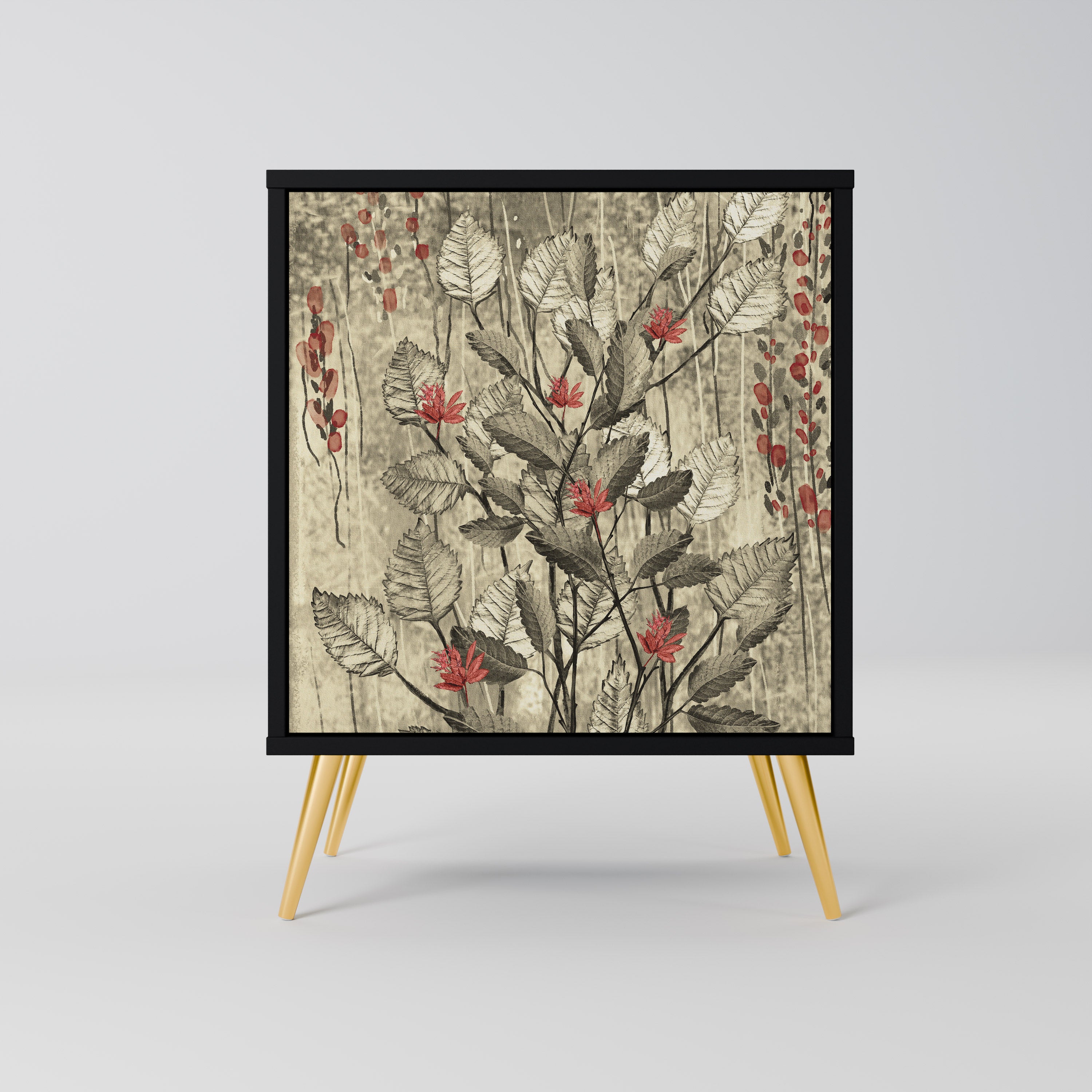 HERBAL GRACE Sideboard mit 1 Tür in Schwarz