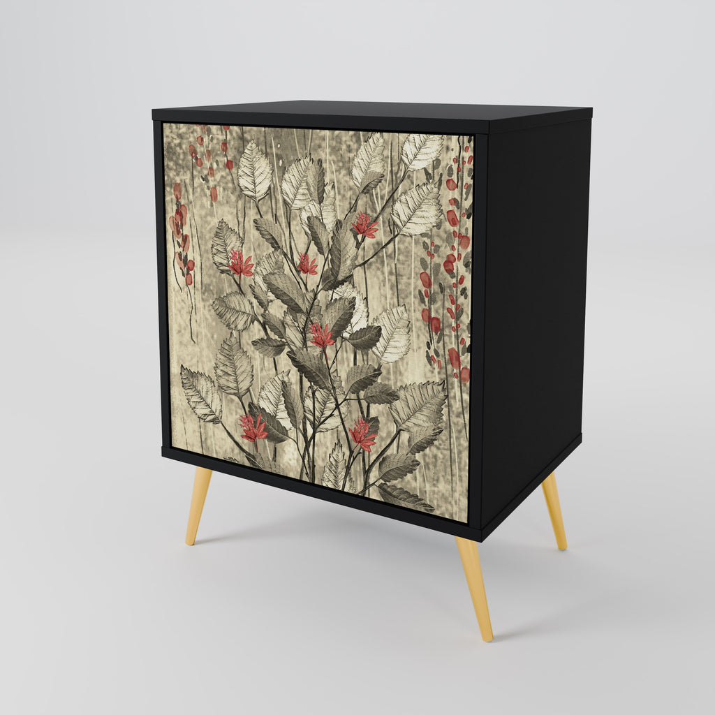 HERBAL GRACE Sideboard mit 1 Tür in Schwarz