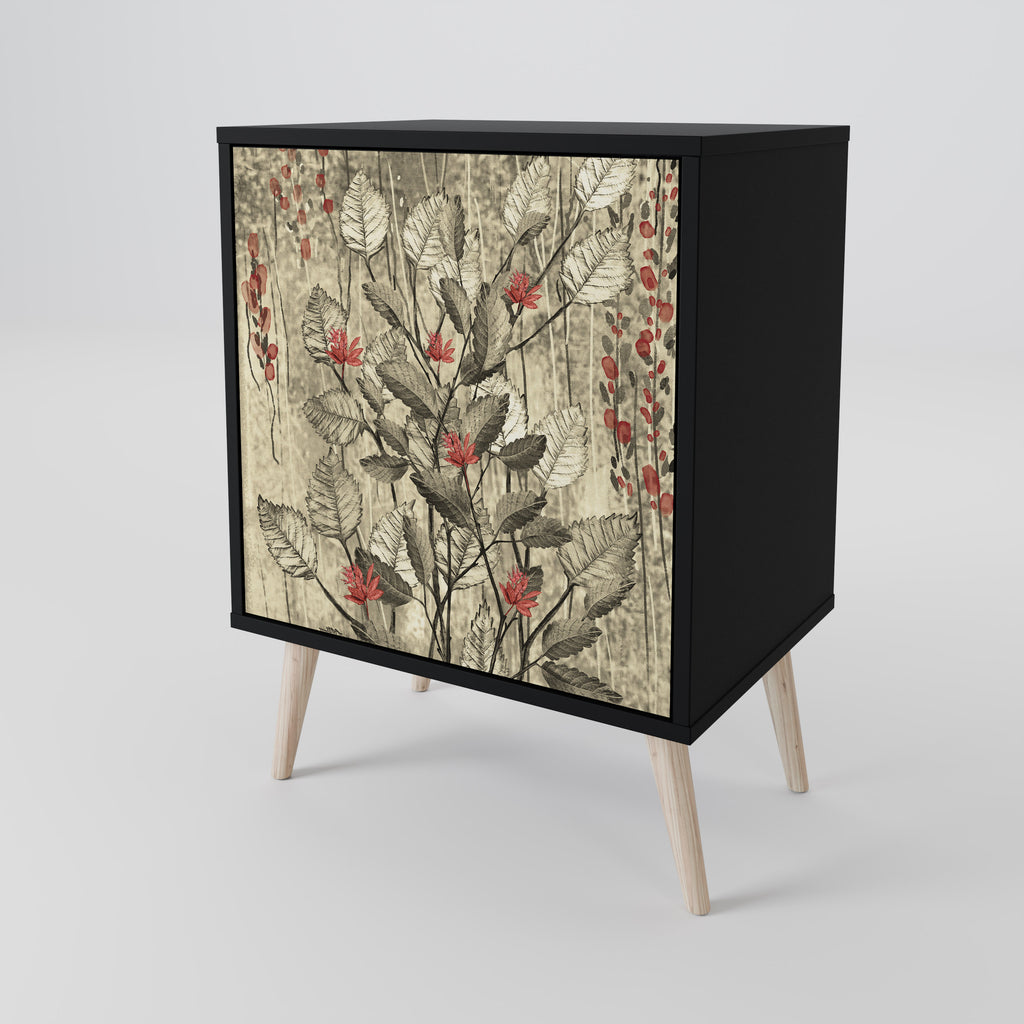 HERBAL GRACE Sideboard mit 1 Tür in Schwarz