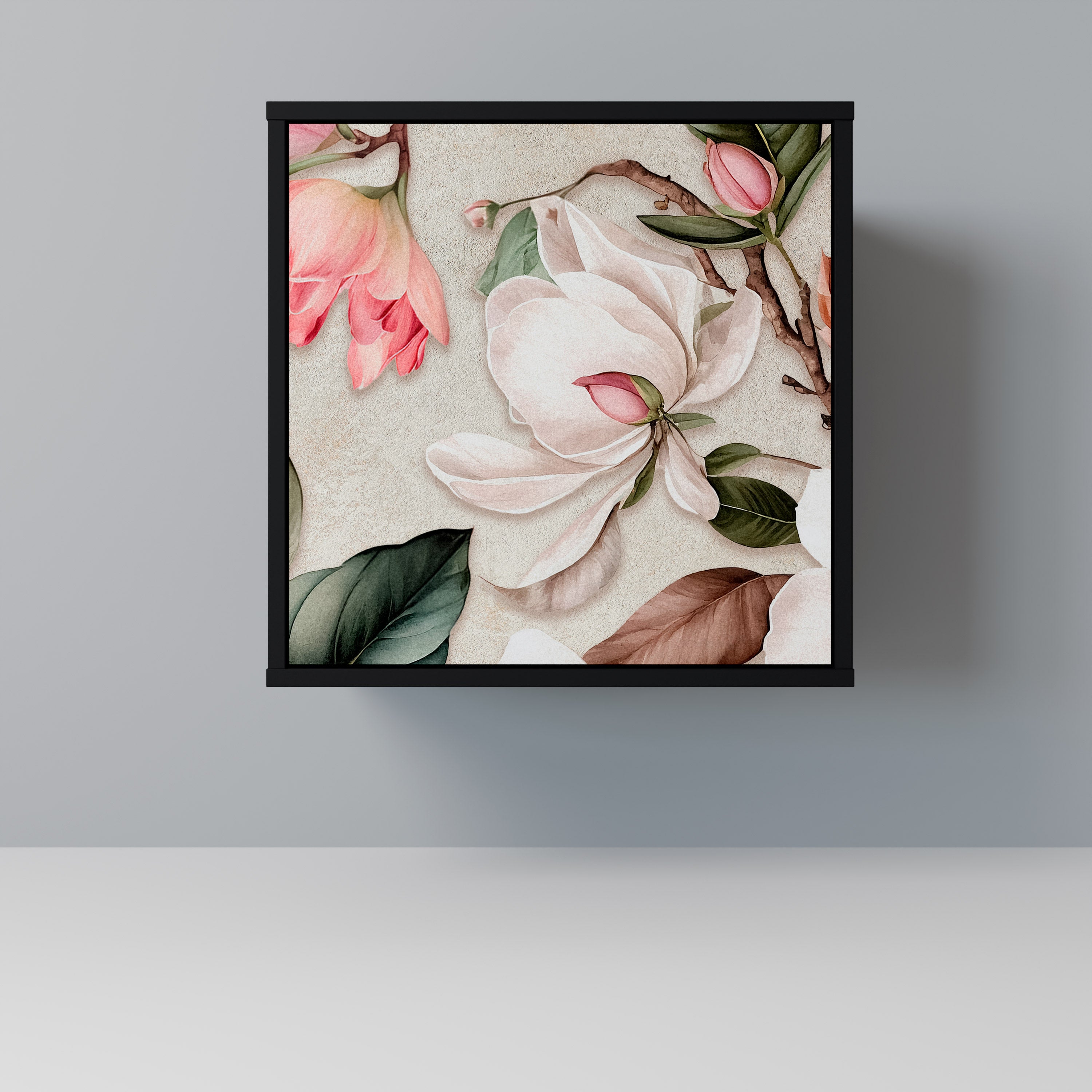 FLORAL GRACE Sideboard mit 1 Tür in Schwarz