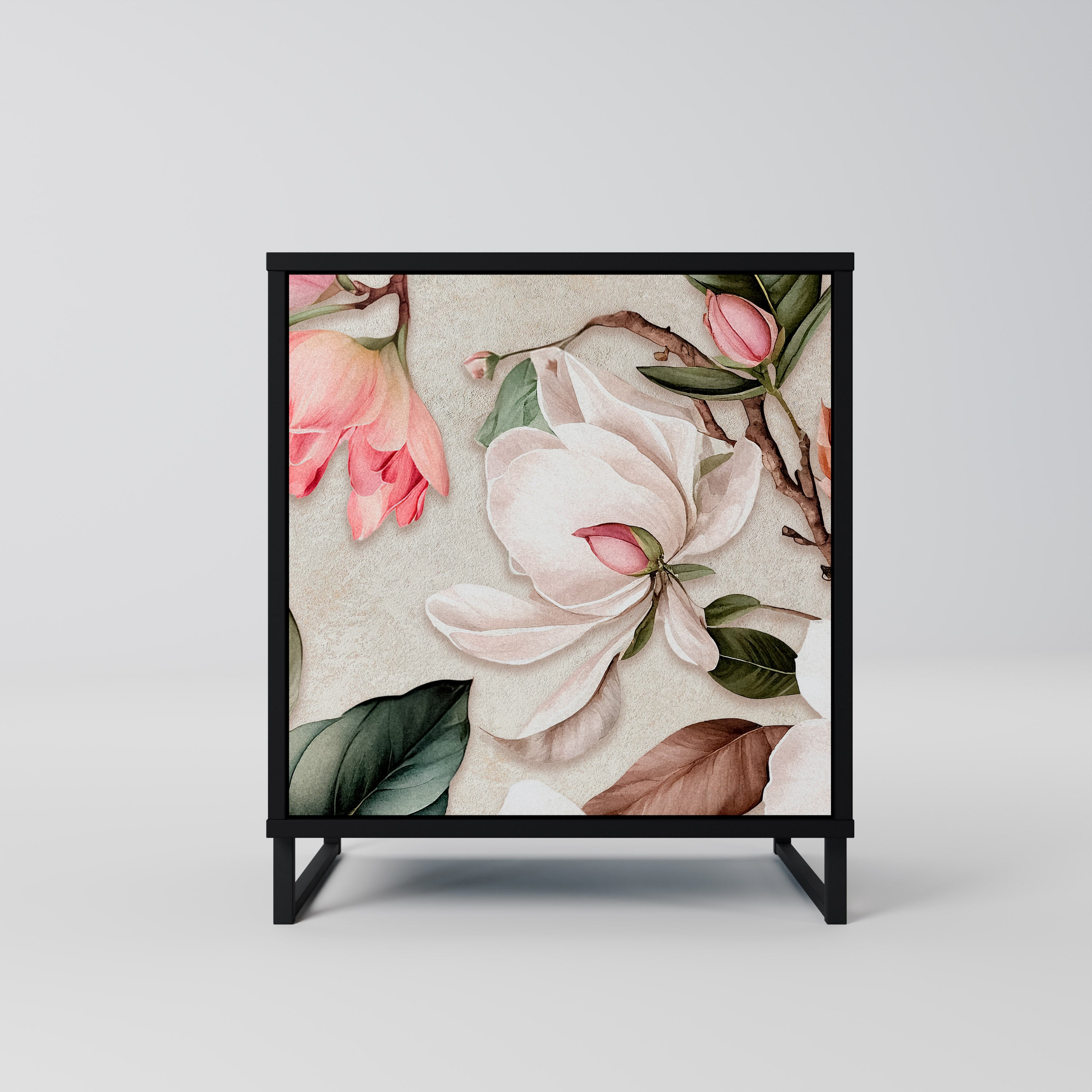 FLORAL GRACE Sideboard mit 1 Tür in Schwarz