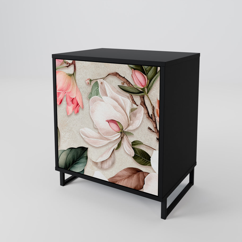 FLORAL GRACE Sideboard mit 1 Tür in Schwarz