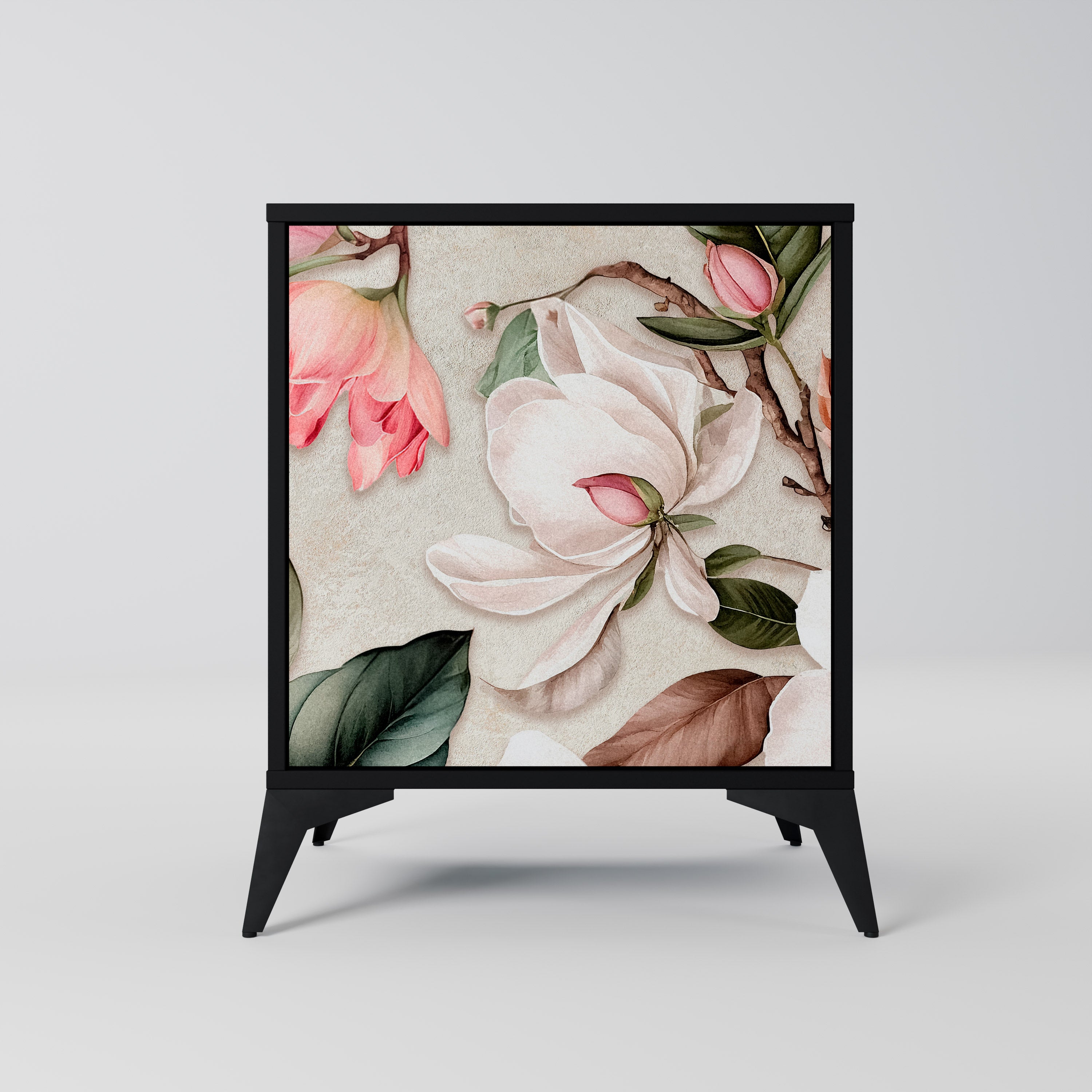 FLORAL GRACE Sideboard mit 1 Tür in Schwarz