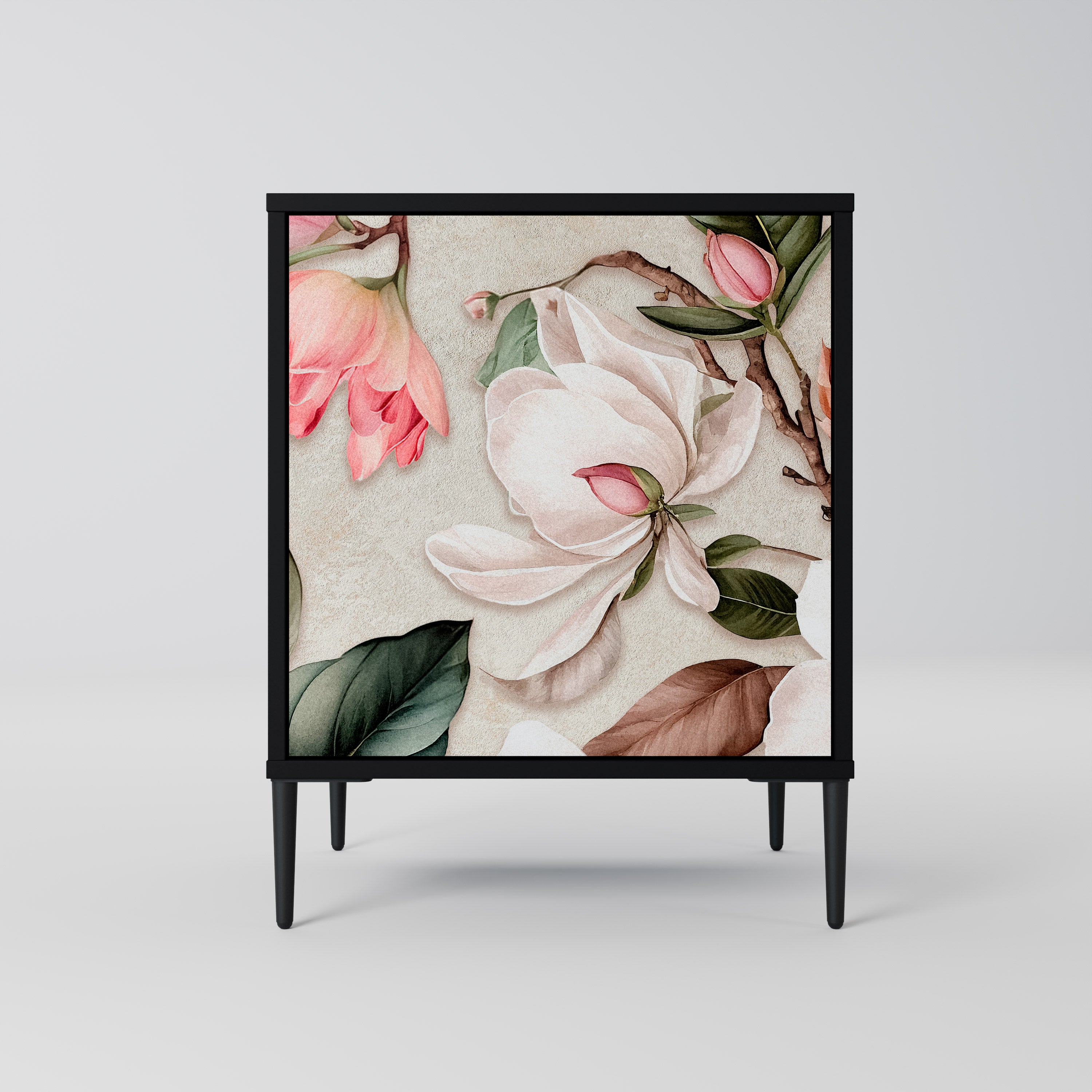 FLORAL GRACE Sideboard mit 1 Tür in Schwarz