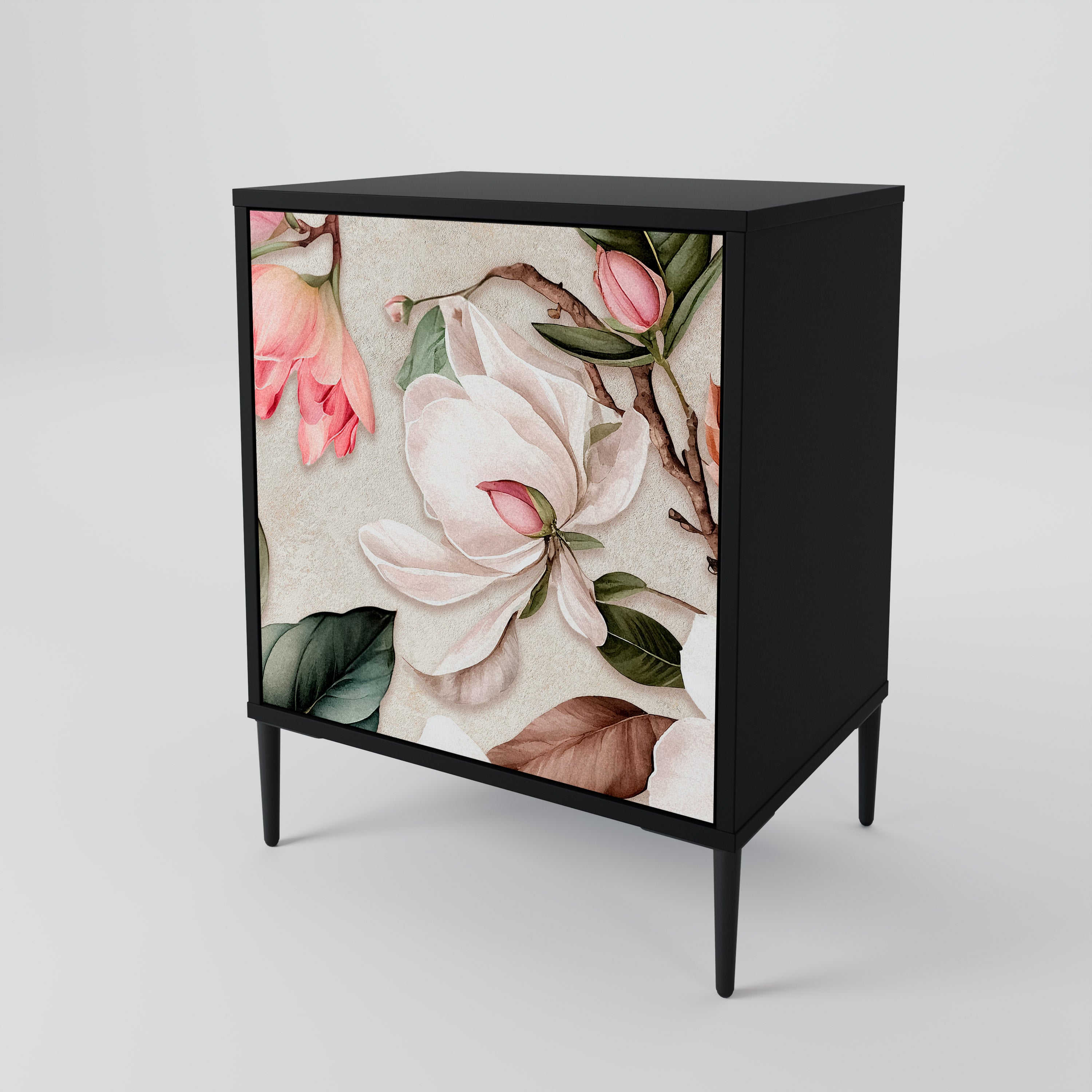 FLORAL GRACE Sideboard mit 1 Tür in Schwarz