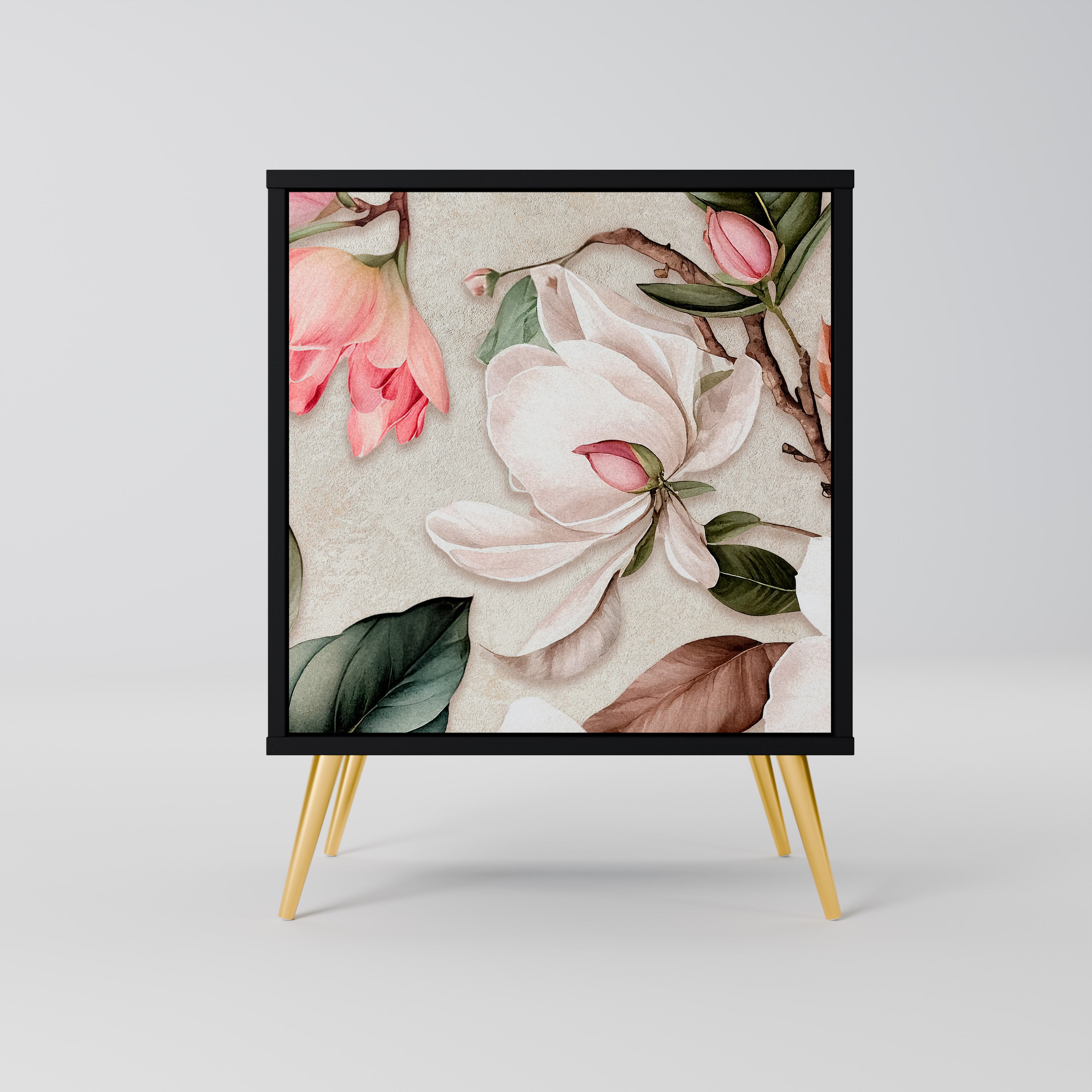 FLORAL GRACE Sideboard mit 1 Tür in Schwarz