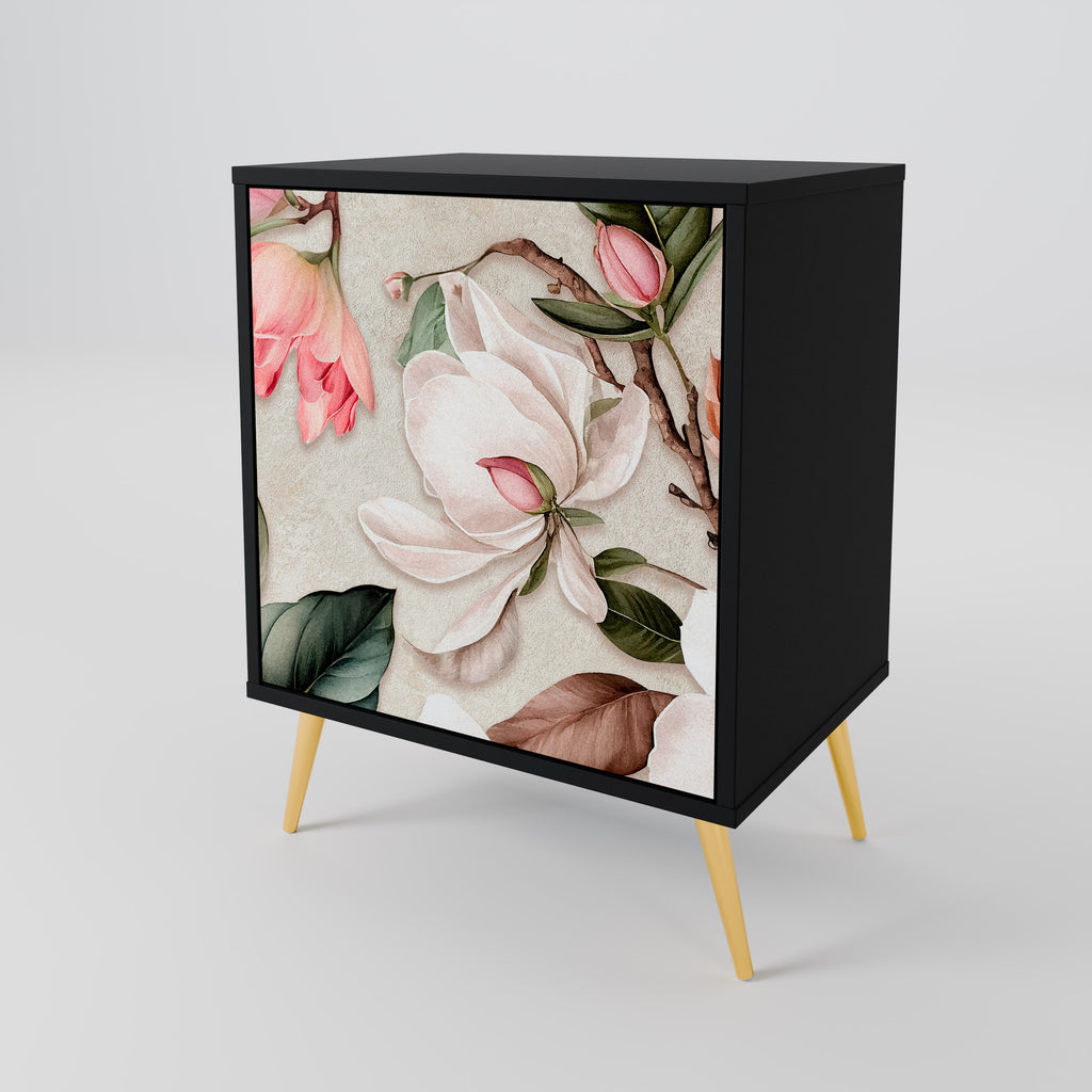FLORAL GRACE Sideboard mit 1 Tür in Schwarz