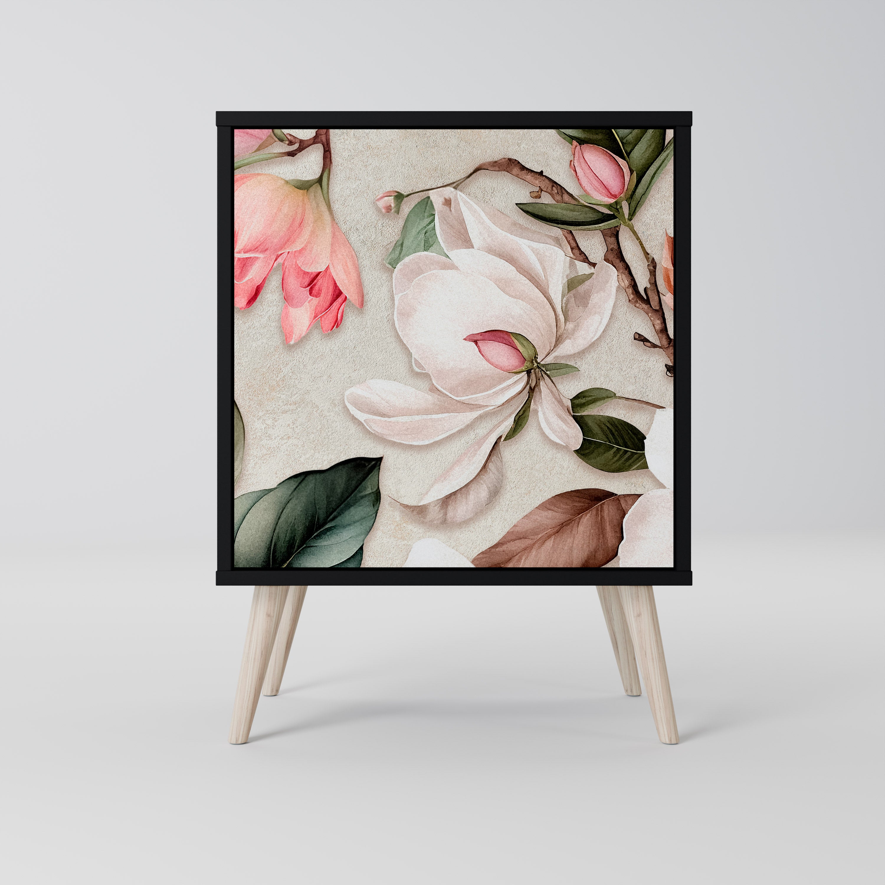 FLORAL GRACE Sideboard mit 1 Tür in Schwarz