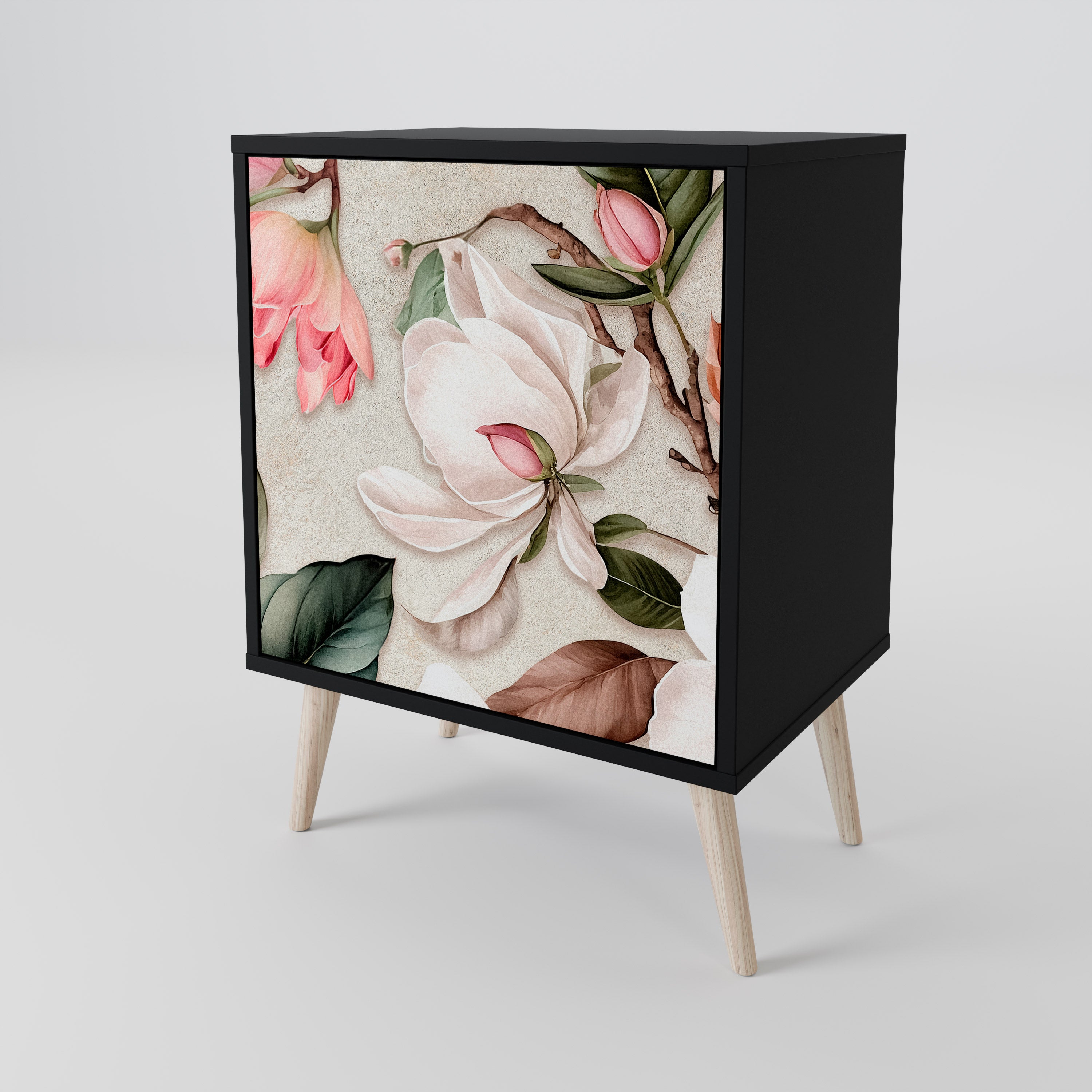 FLORAL GRACE Sideboard mit 1 Tür in Schwarz