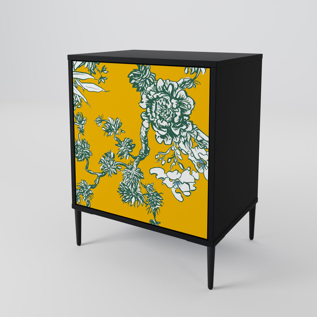 YELLOW CHINOISERIE Sideboard mit 1 Tür in Schwarz