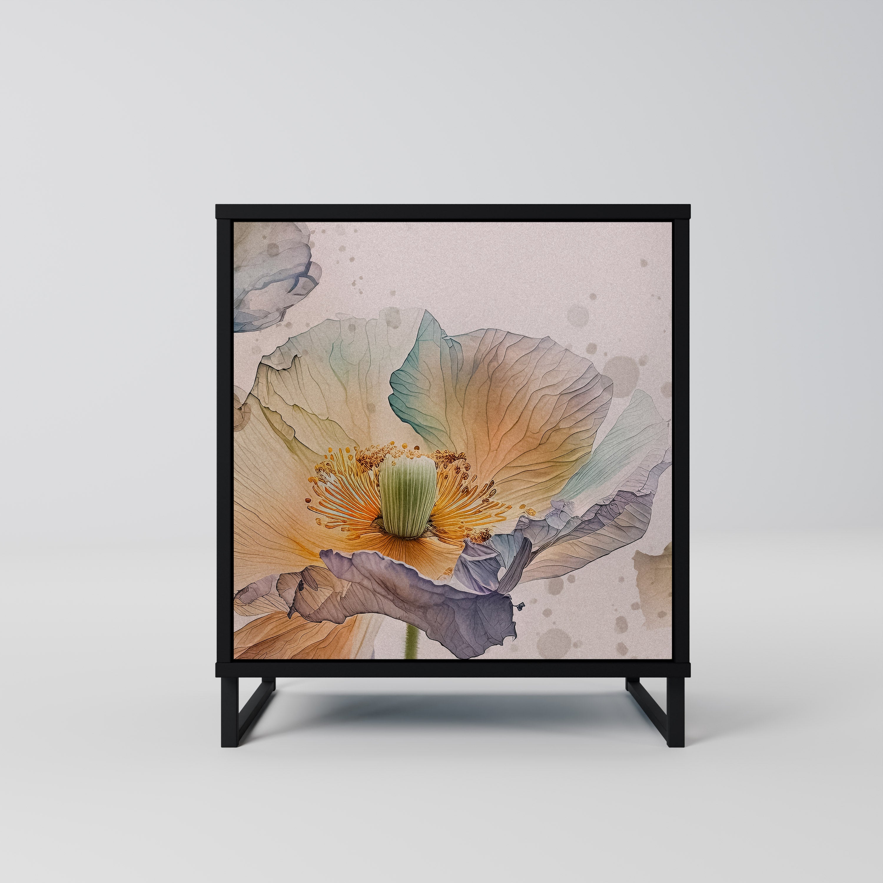 SOFTEN POPPY Sideboard mit 1 Tür in Schwarz