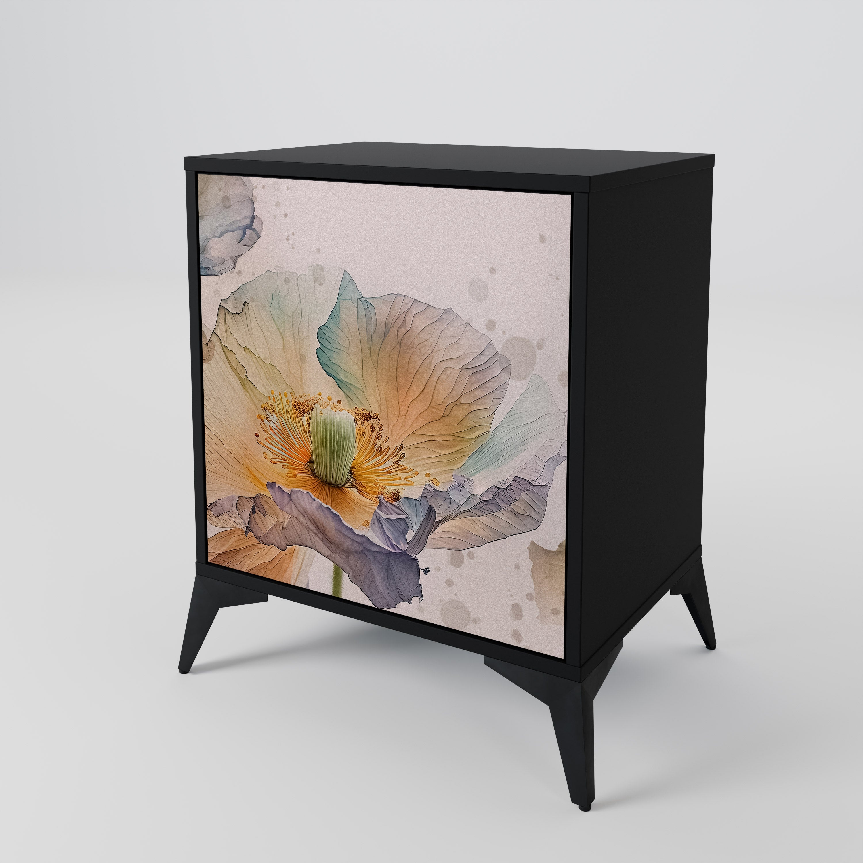 SOFTEN POPPY Sideboard mit 1 Tür in Schwarz