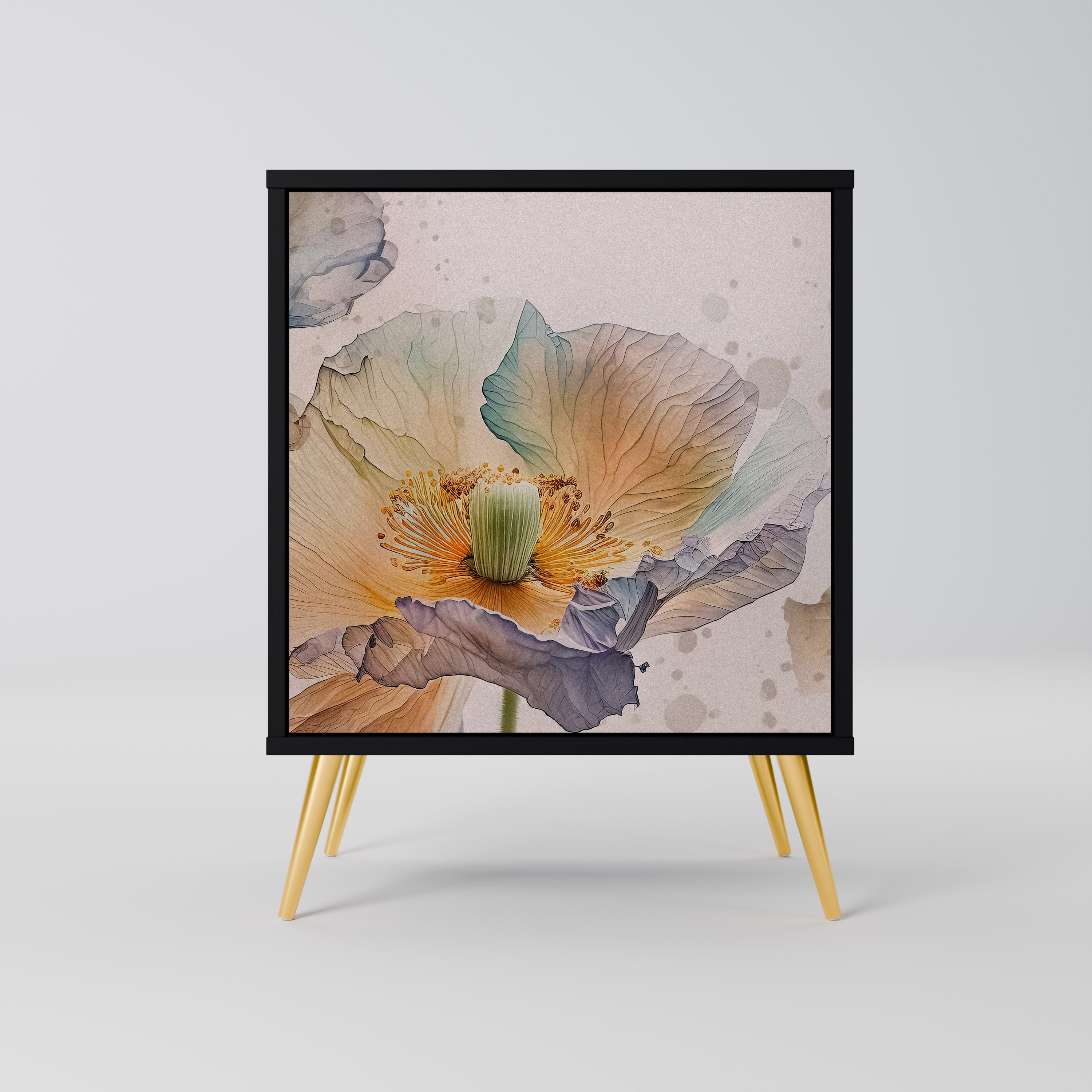 SOFTEN POPPY Sideboard mit 1 Tür in Schwarz