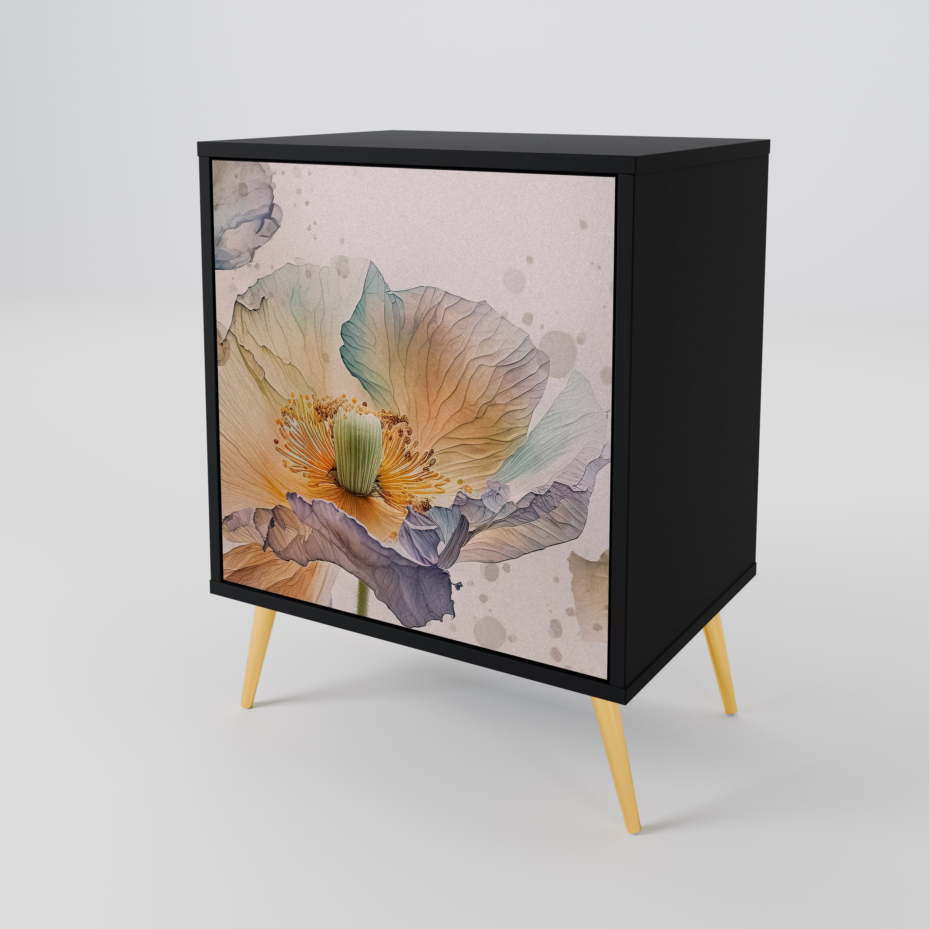 SOFTEN POPPY Sideboard mit 1 Tür in Schwarz