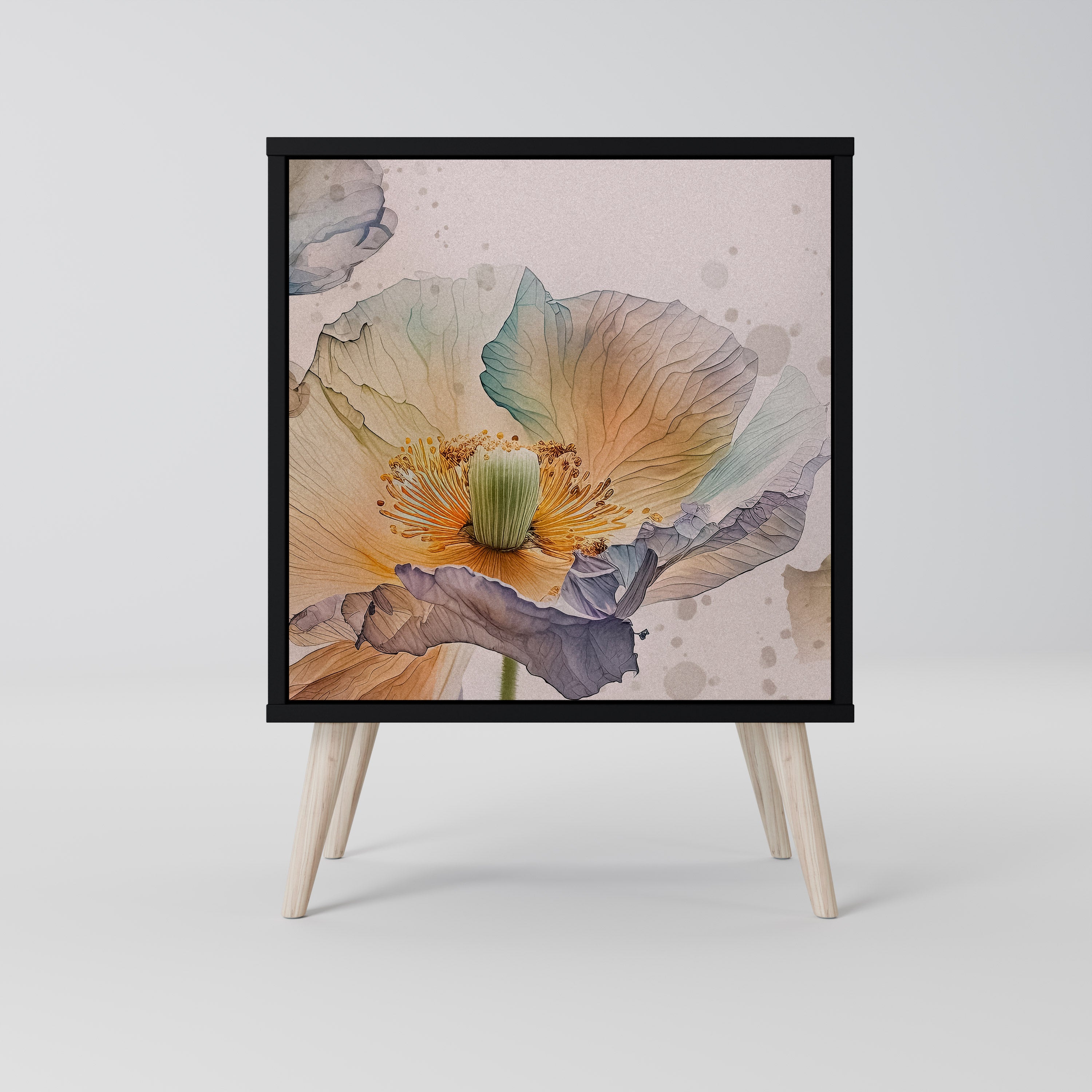 SOFTEN POPPY Sideboard mit 1 Tür in Schwarz