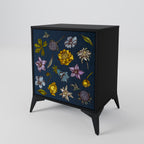 FLOWERS ON NAVY BLUE Sideboard mit 1 Tür in Schwarz