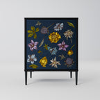 FLOWERS ON NAVY BLUE Sideboard mit 1 Tür in Schwarz