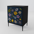 FLOWERS ON NAVY BLUE Sideboard mit 1 Tür in Schwarz