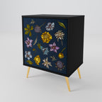 FLOWERS ON NAVY BLUE Sideboard mit 1 Tür in Schwarz