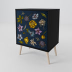 FLOWERS ON NAVY BLUE Sideboard mit 1 Tür in Schwarz