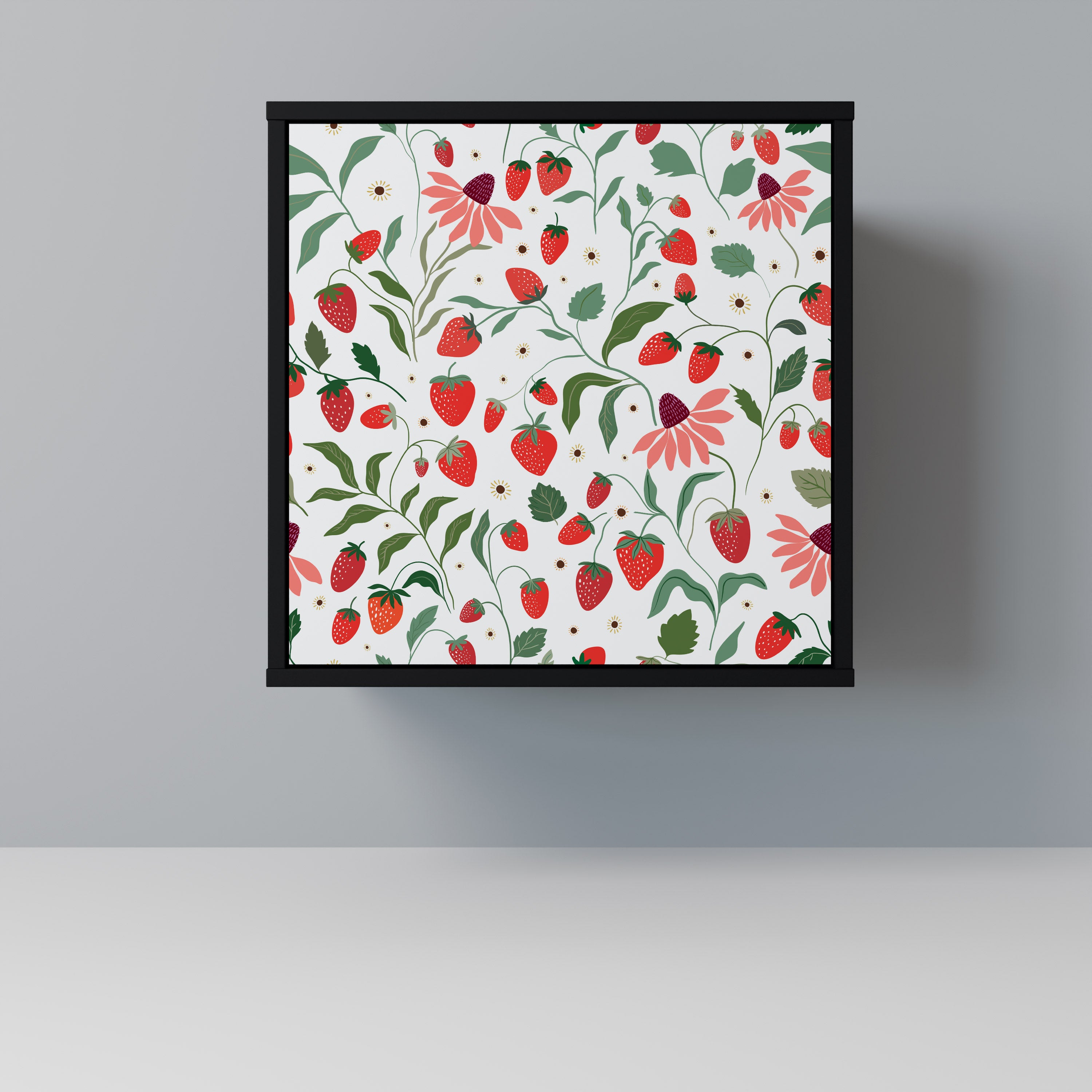 FLOWERS AND STRAWBERRIES Sideboard mit 1 Tür in Schwarz