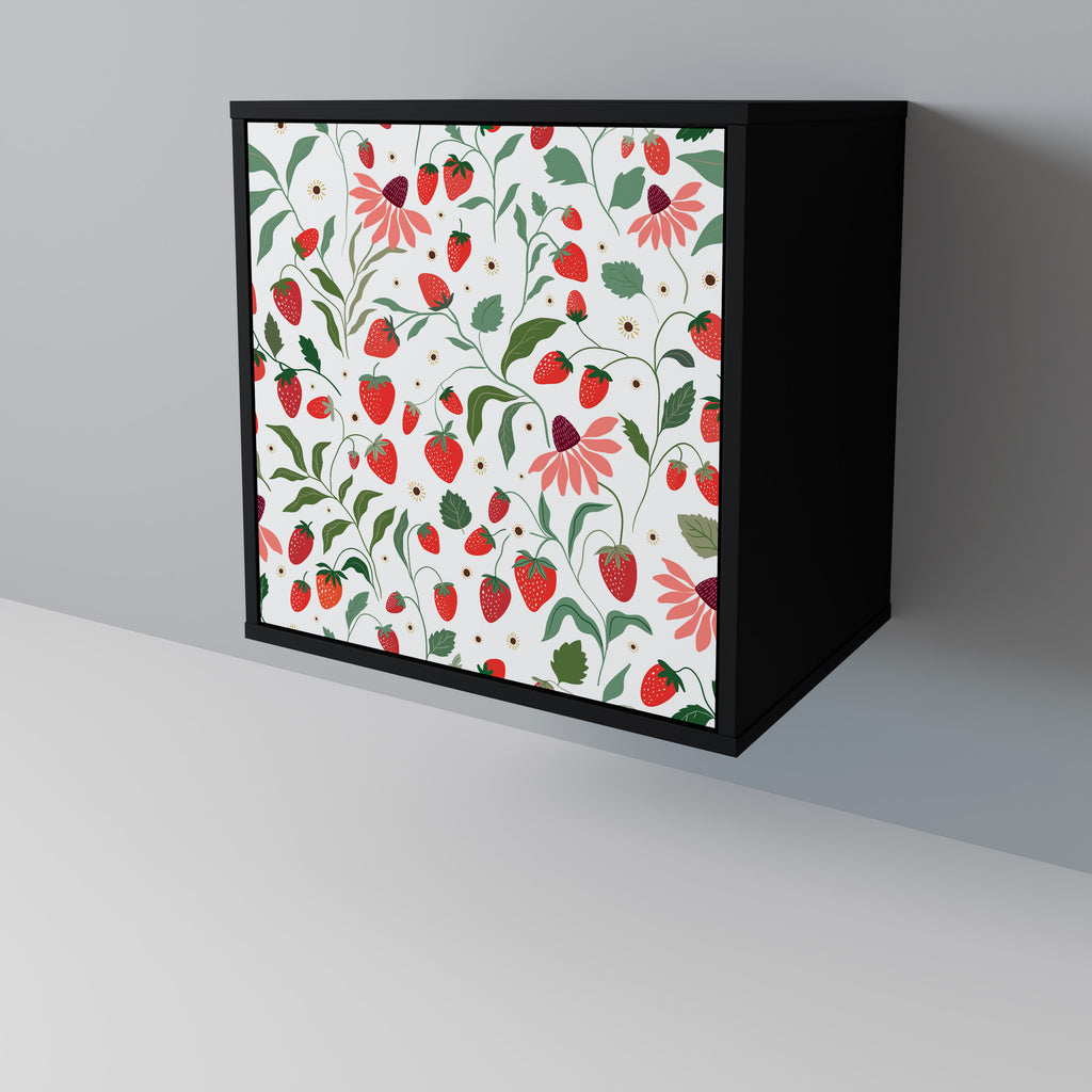 FLOWERS AND STRAWBERRIES Sideboard mit 1 Tür in Schwarz
